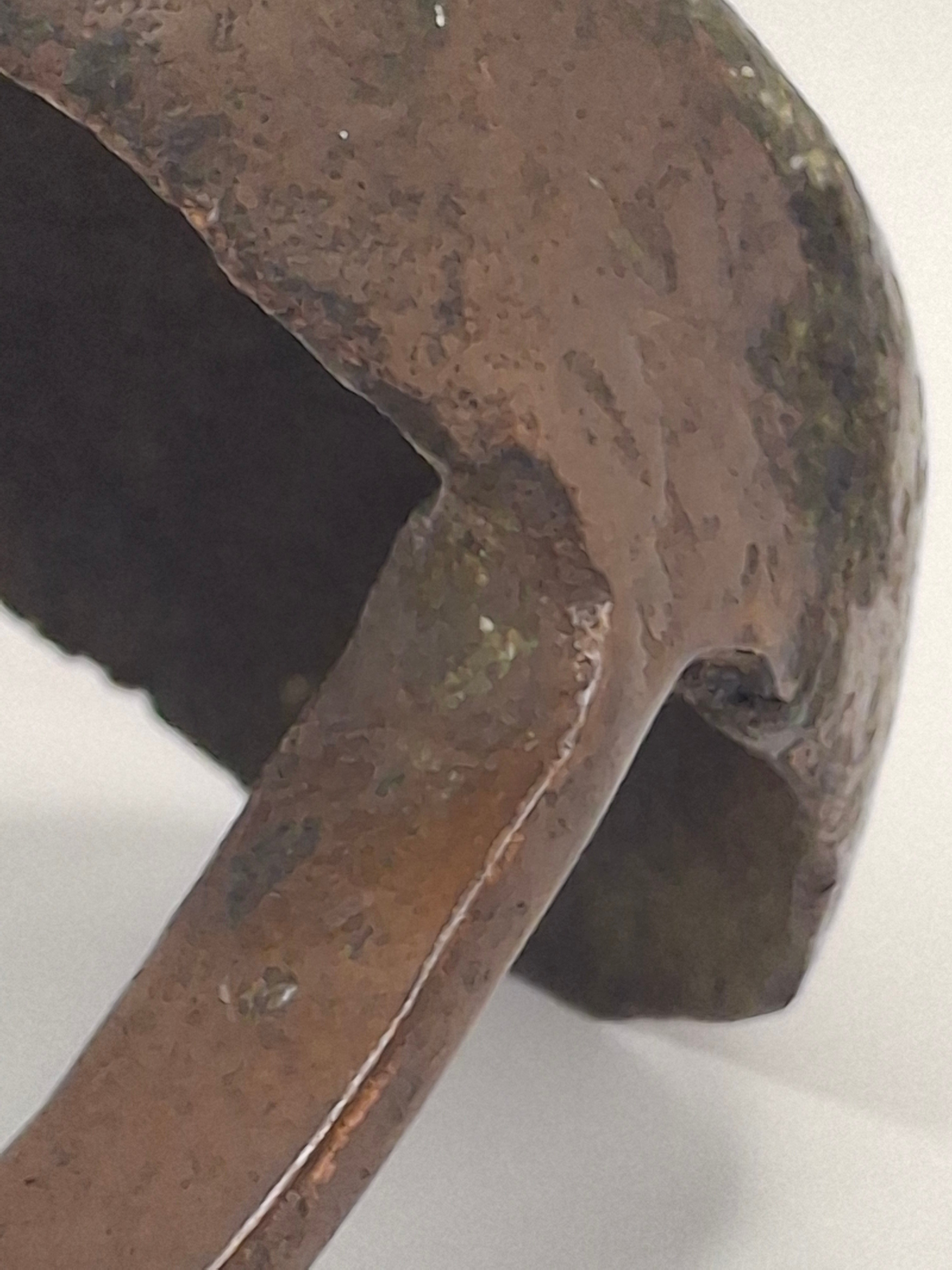 Antique 18th C. Rare Wrought Thick Copper Alloy Betty Fat Lamp