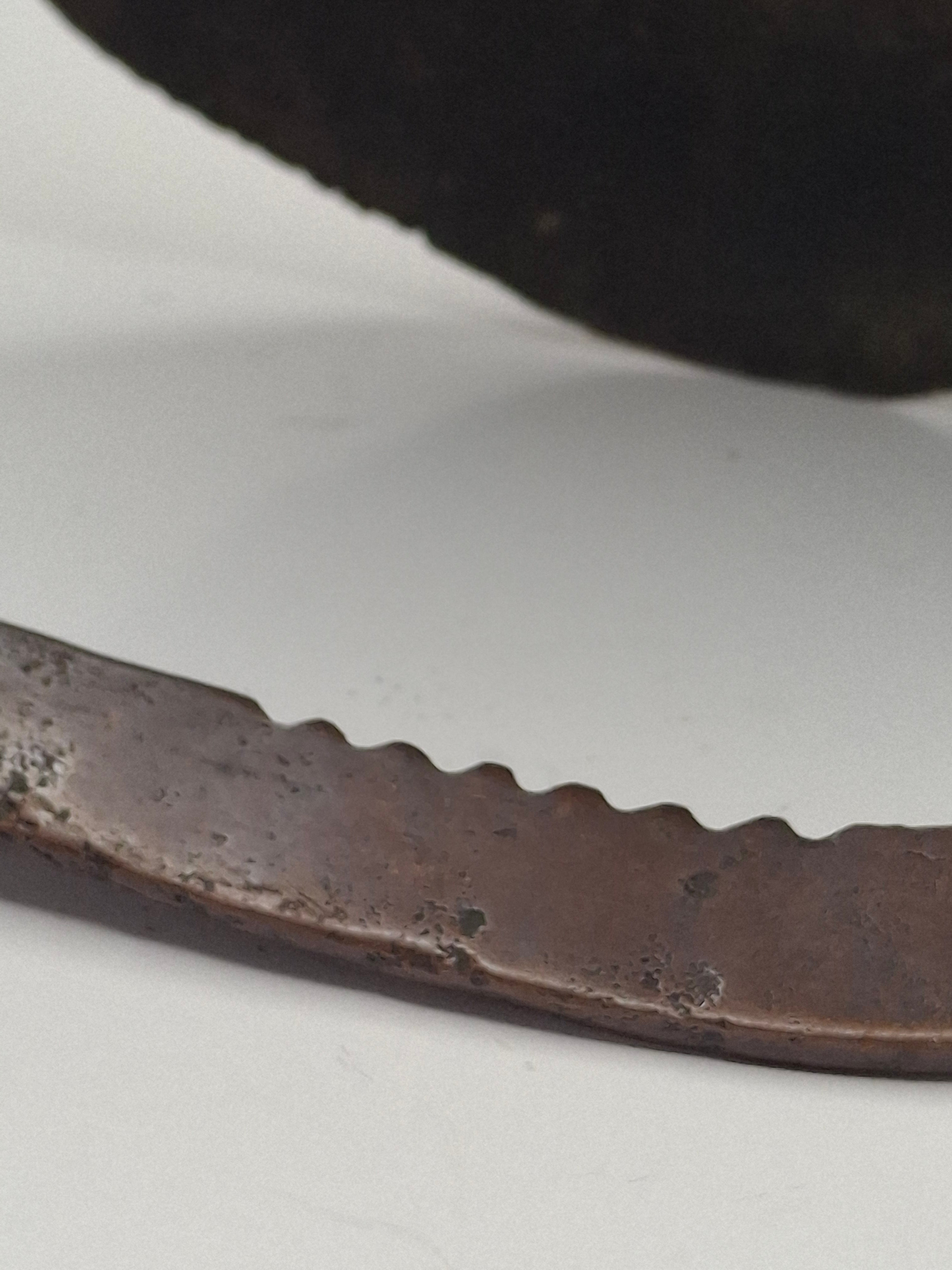 Antique 18th C. Rare Wrought Thick Copper Alloy Betty Fat Lamp