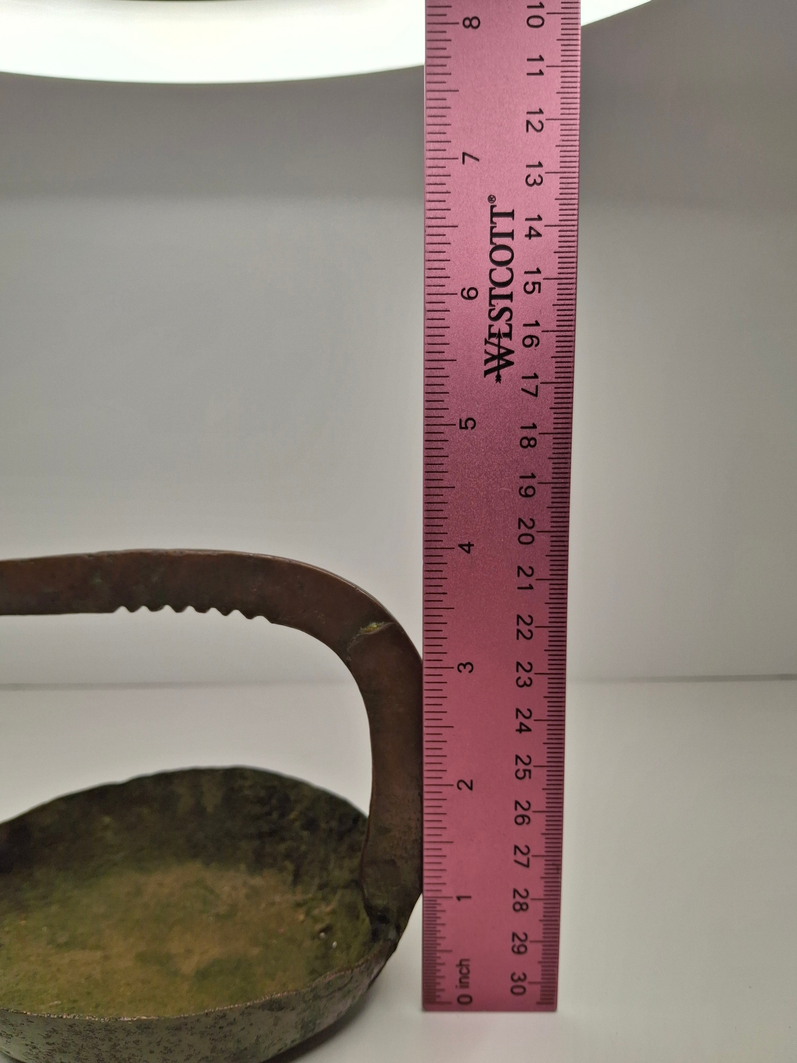 Antique 18th C. Rare Wrought Thick Copper Alloy Betty Fat Lamp