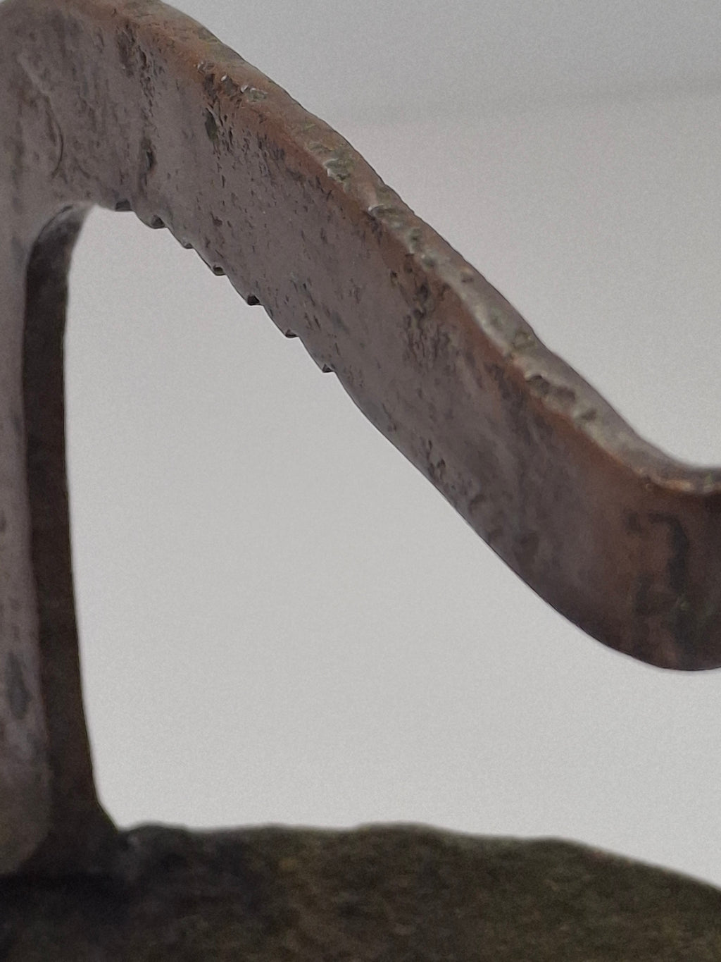 Antique 18th C. Rare Wrought Thick Copper Alloy Betty Fat Lamp