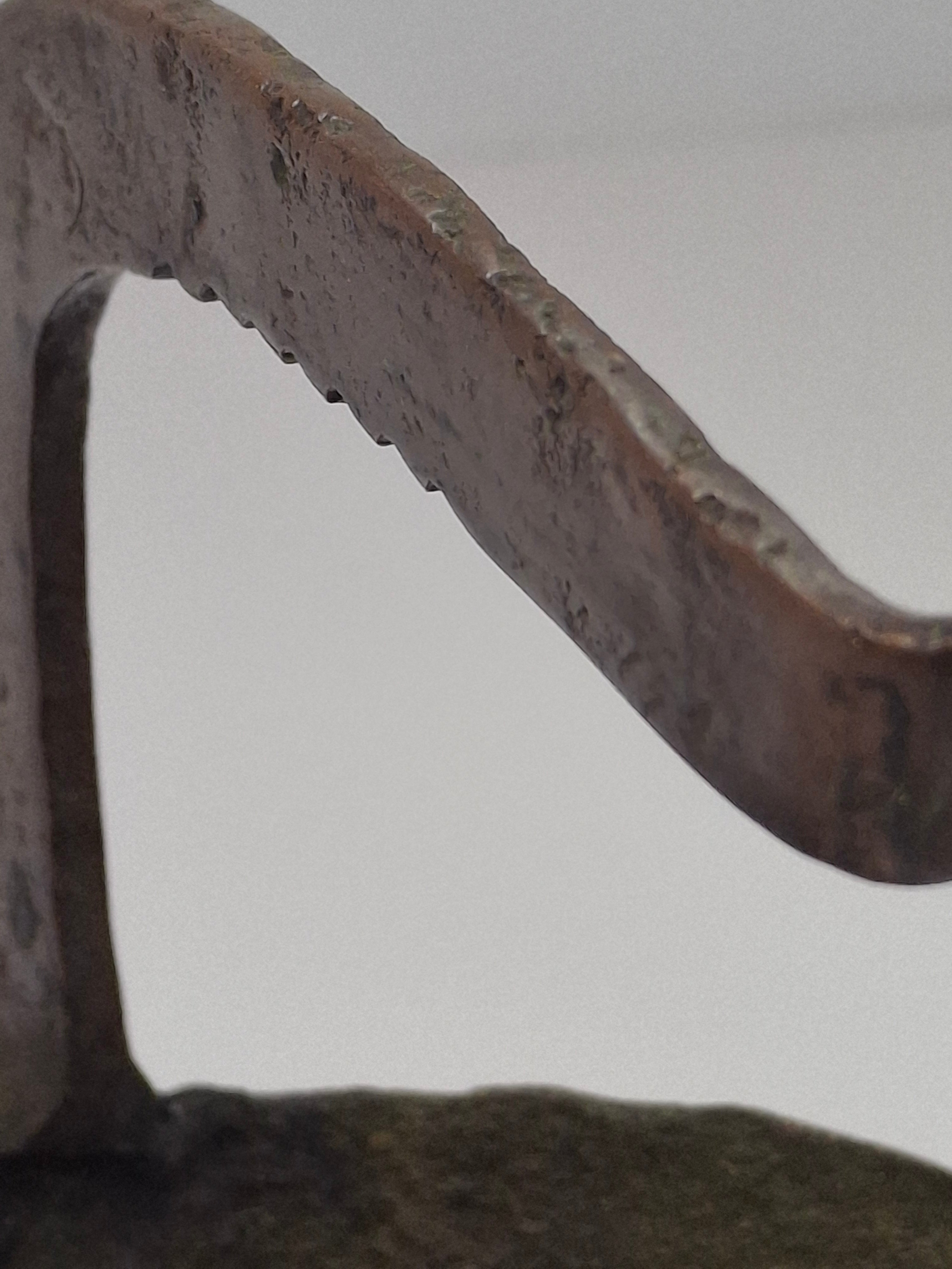 Antique 18th C. Rare Wrought Thick Copper Alloy Betty Fat Lamp