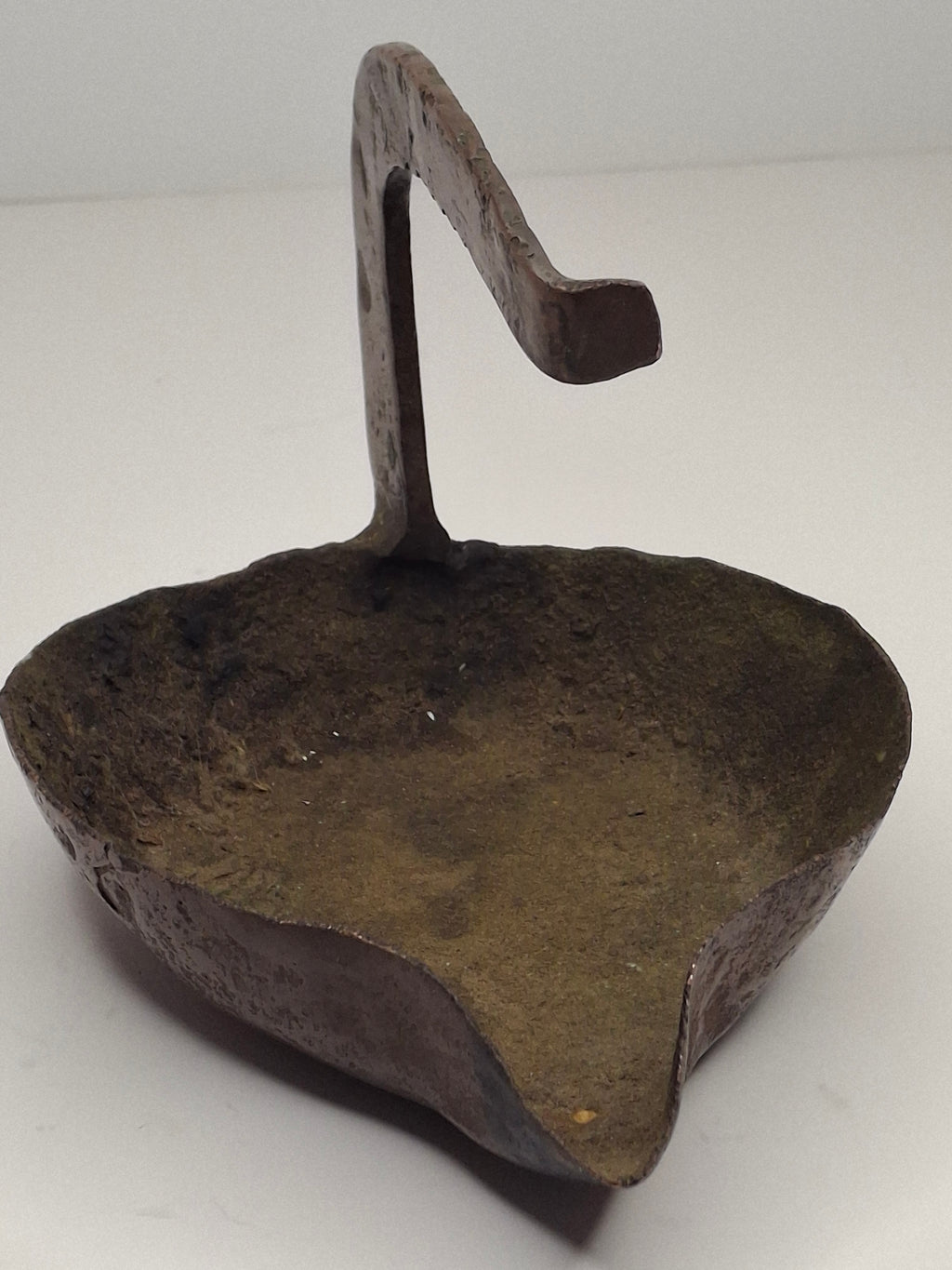 Antique 18th C. Rare Wrought Thick Copper Alloy Betty Fat Lamp