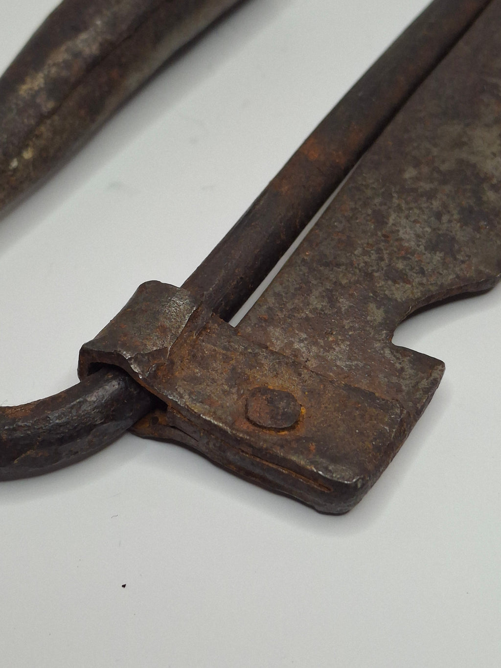 Antique 18th Century Wrought Iron Cone-Shaped Candle Holder on Adjustable Sawtooth Trammel - Primitive Lighting Artifact