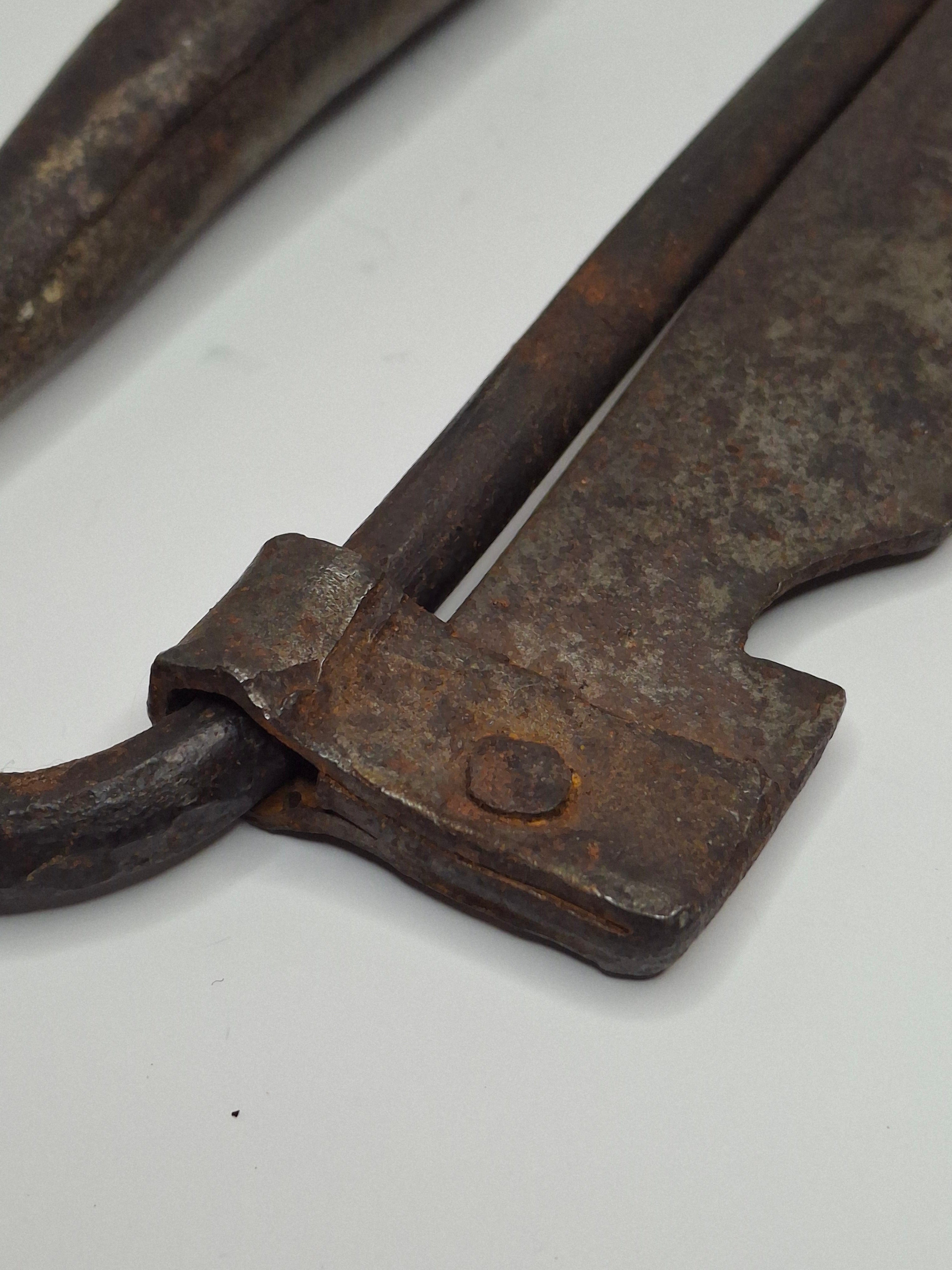 Antique 18th Century Wrought Iron Cone-Shaped Candle Holder on Adjustable Sawtooth Trammel - Primitive Lighting Artifact