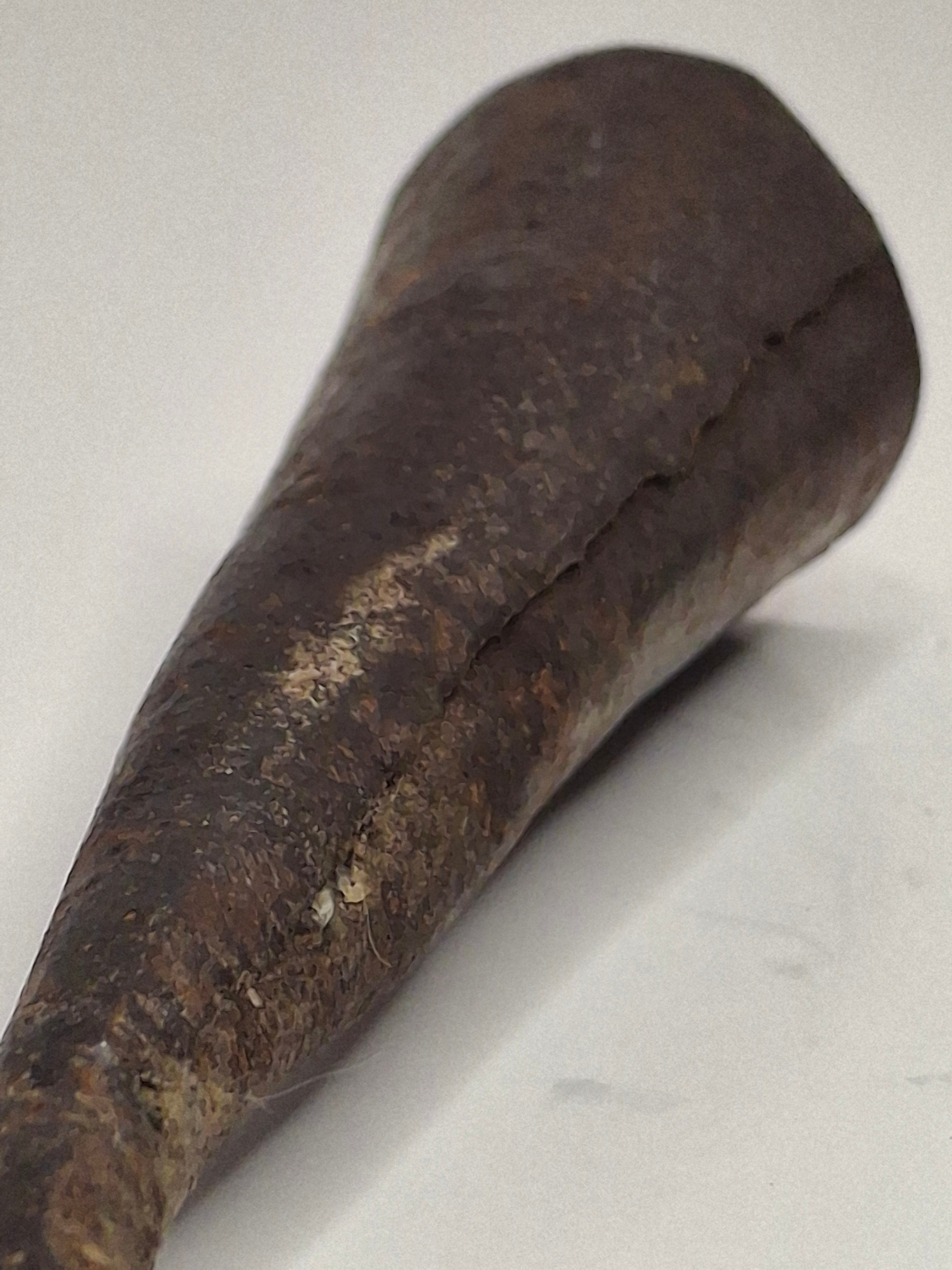 Antique 18th Century Wrought Iron Cone-Shaped Candle Holder on Adjustable Sawtooth Trammel - Primitive Lighting Artifact