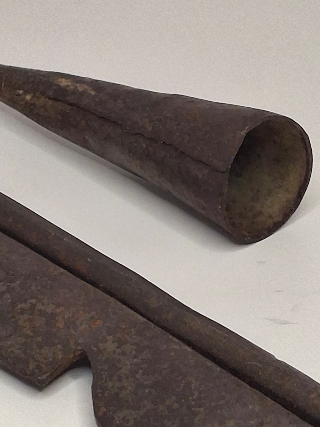 Antique 18th Century Wrought Iron Cone-Shaped Candle Holder on Adjustable Sawtooth Trammel - Primitive Lighting Artifact