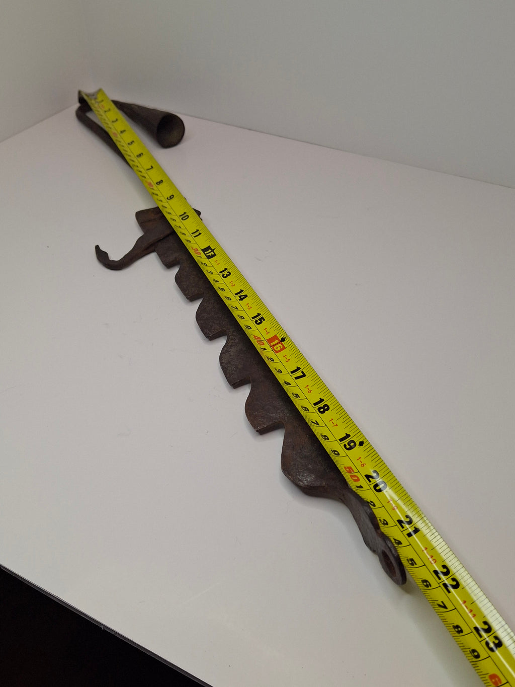 Antique 18th Century Wrought Iron Cone-Shaped Candle Holder on Adjustable Sawtooth Trammel - Primitive Lighting Artifact
