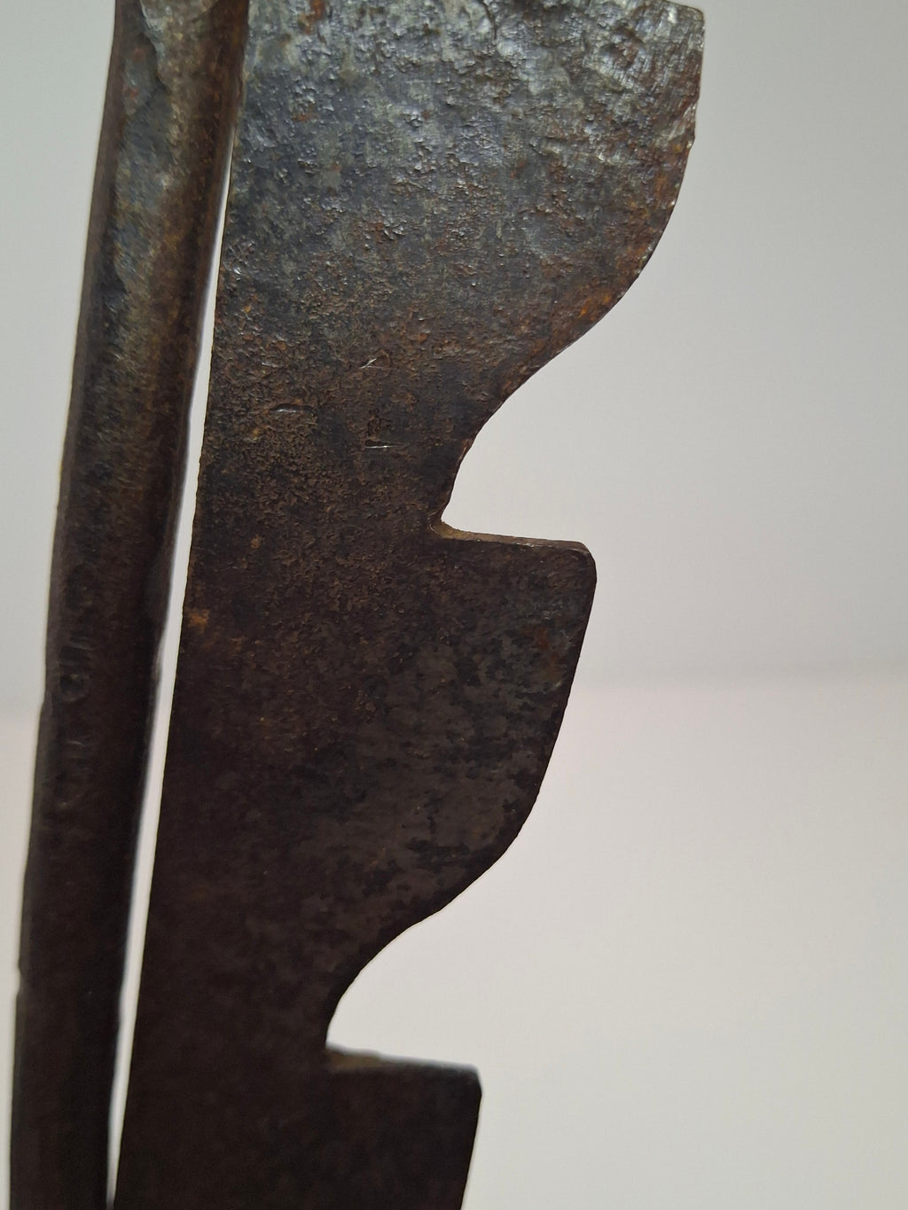 Antique 18th Century Wrought Iron Cone-Shaped Candle Holder on Adjustable Sawtooth Trammel - Primitive Lighting Artifact