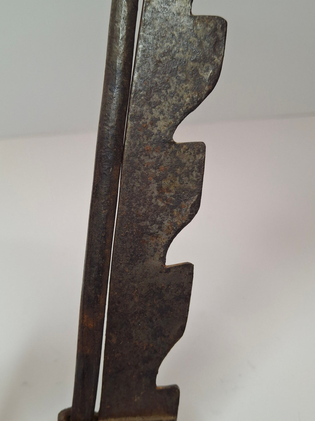 Antique 18th Century Wrought Iron Cone-Shaped Candle Holder on Adjustable Sawtooth Trammel - Primitive Lighting Artifact