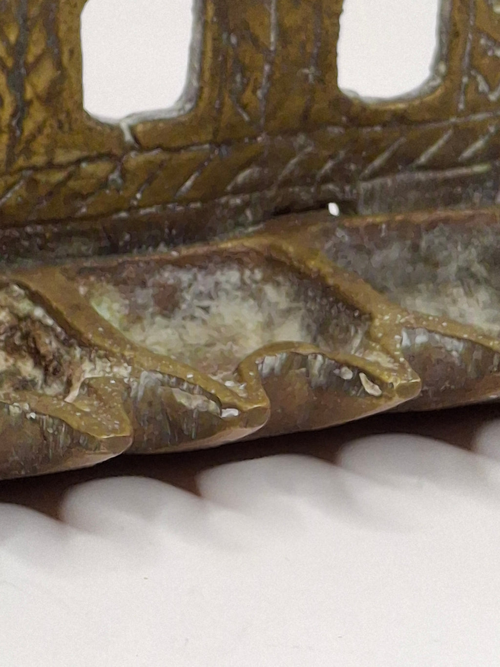Antique North African Brass Hanukkah Menorah Oil Lamp Chanukiah with Unique Doubled Oil Trays - 8" Judaica