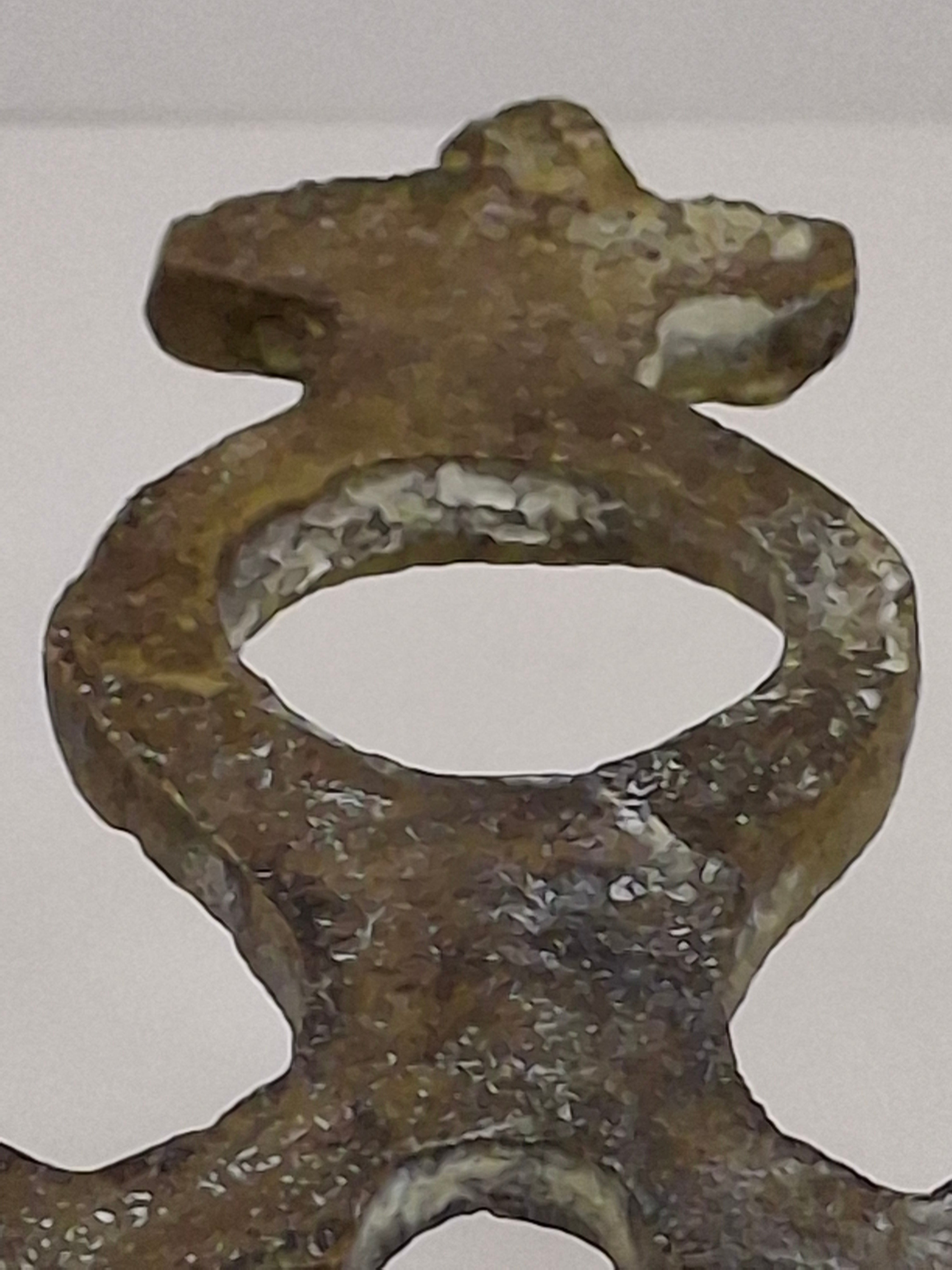 Antique North African Brass Hanukkah Menorah Oil Lamp Chanukiah with Unique Doubled Oil Trays - 8" Judaica