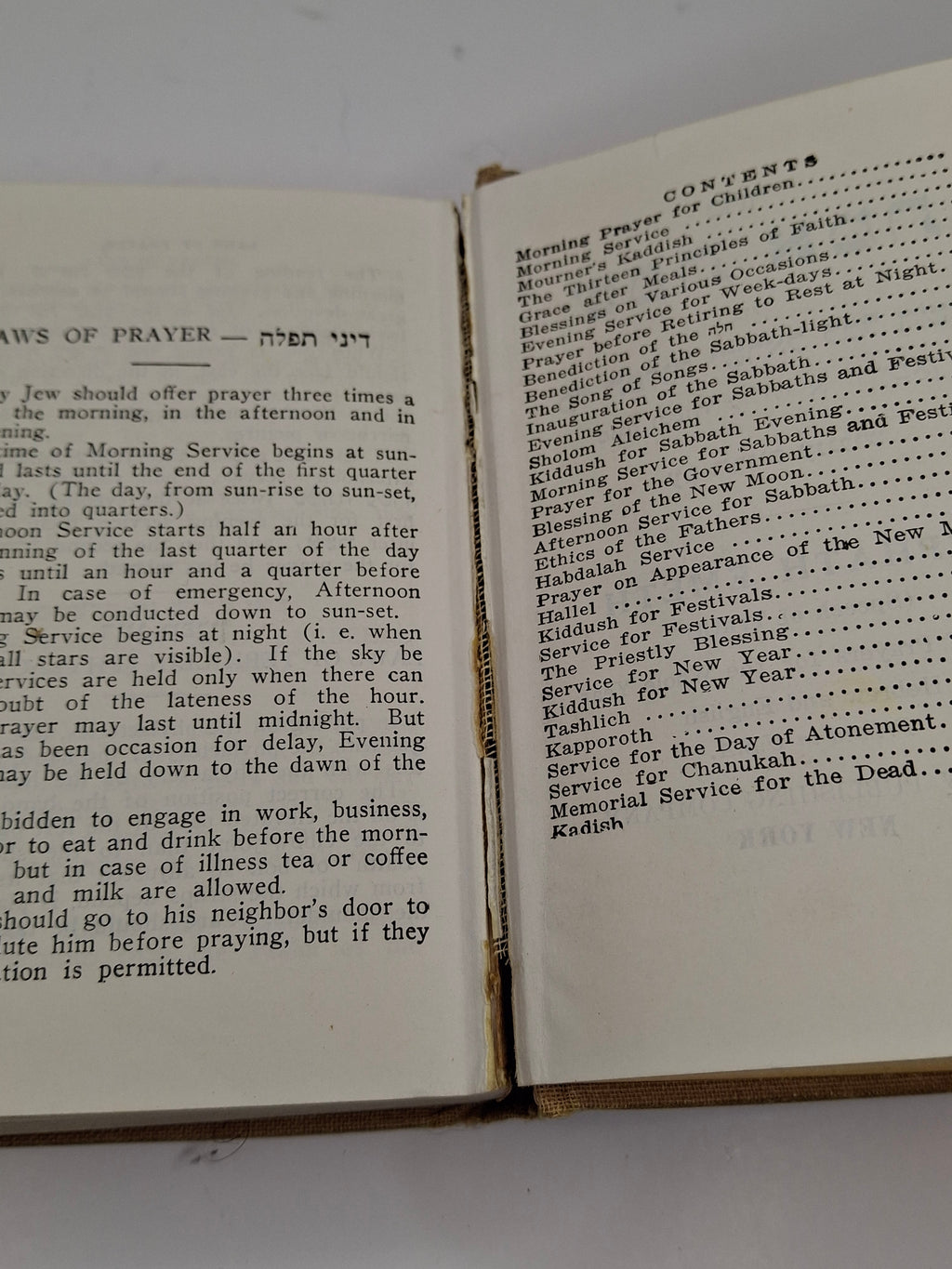Vintage 1920s-1930s Siddur Sefat Emet Hebrew-English Prayer Book - Hebrew Publishing Co. New York - Compact Ashkenazic Rite, Good Condition