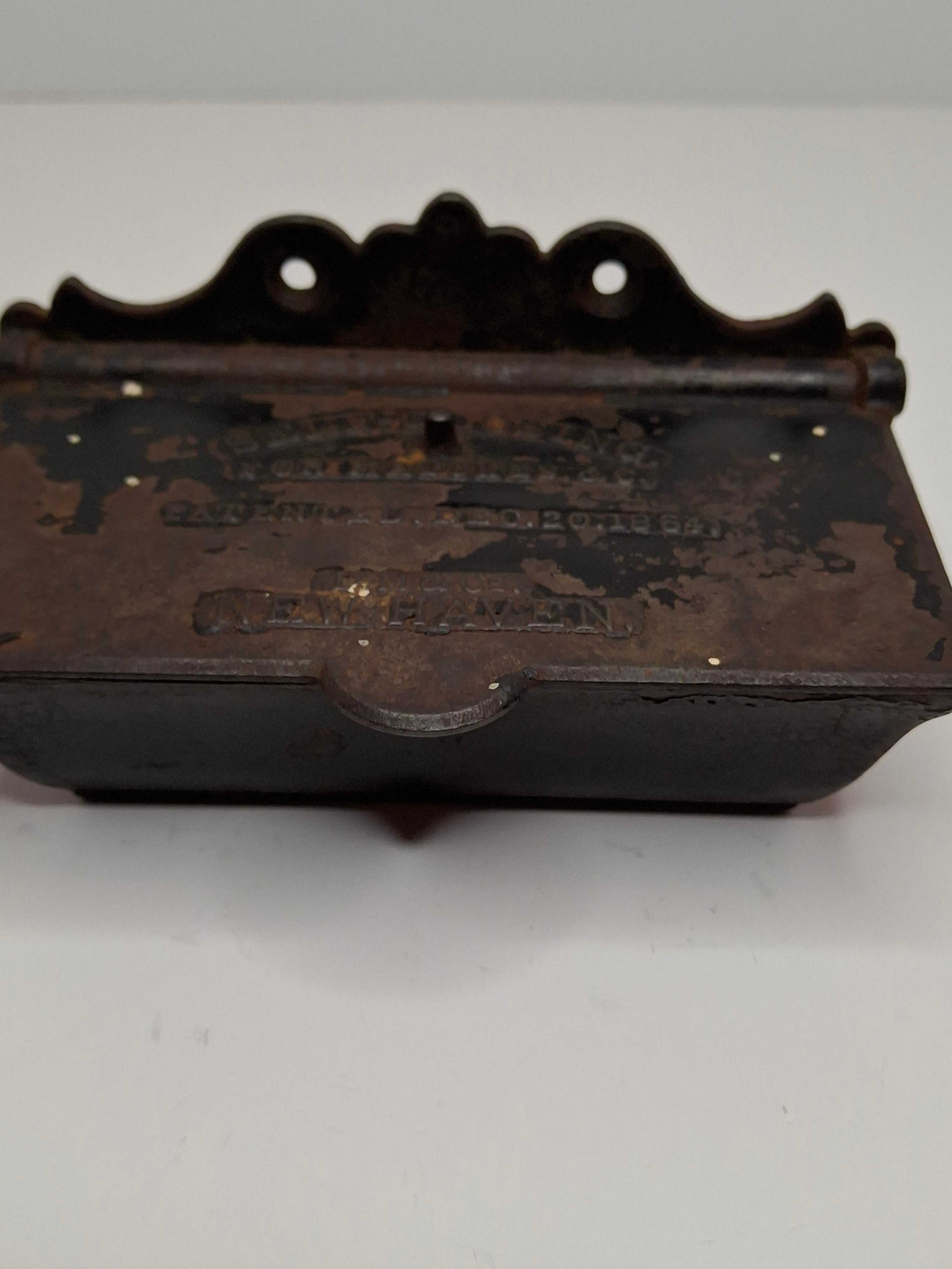 Antique Cast Iron Self-Closing Match Safe Holder Patented Dec 20 1864 D.M. & Co