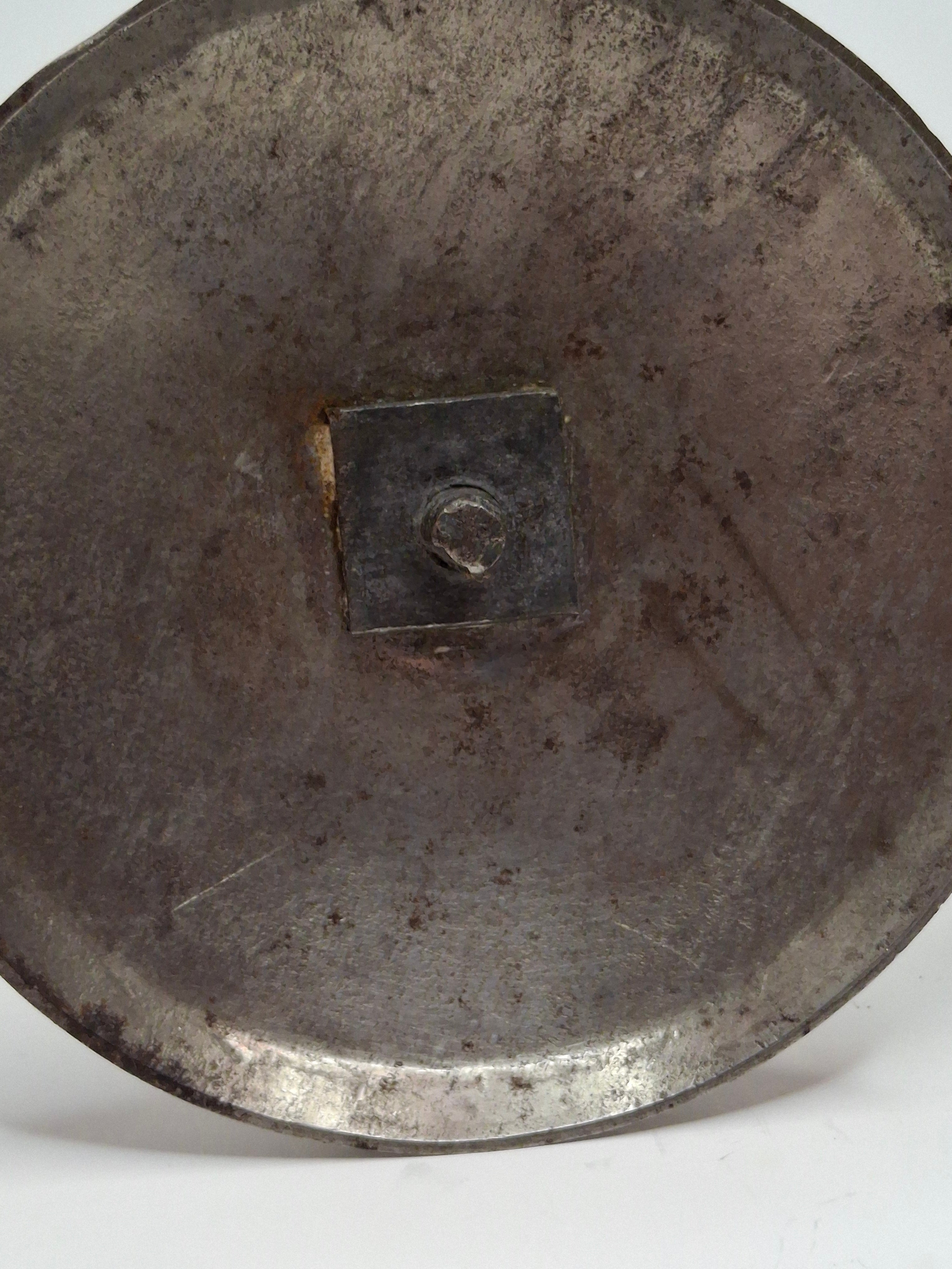 Pair Antique 19th C. Primitive Iron Hog Scraper Adjustable Push-Up Candle Holder