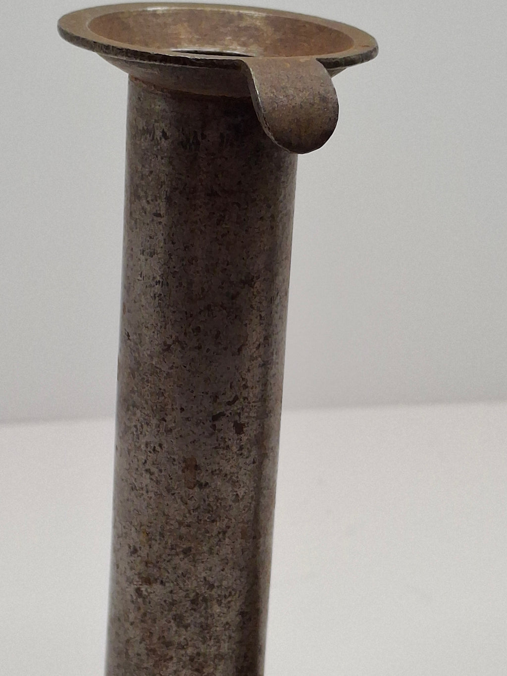 Pair Antique 19th C. Primitive Iron Hog Scraper Adjustable Push-Up Candle Holder