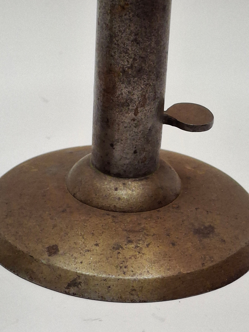 Pair Antique 19th C. Primitive Iron Hog Scraper Adjustable Push-Up Candle Holder