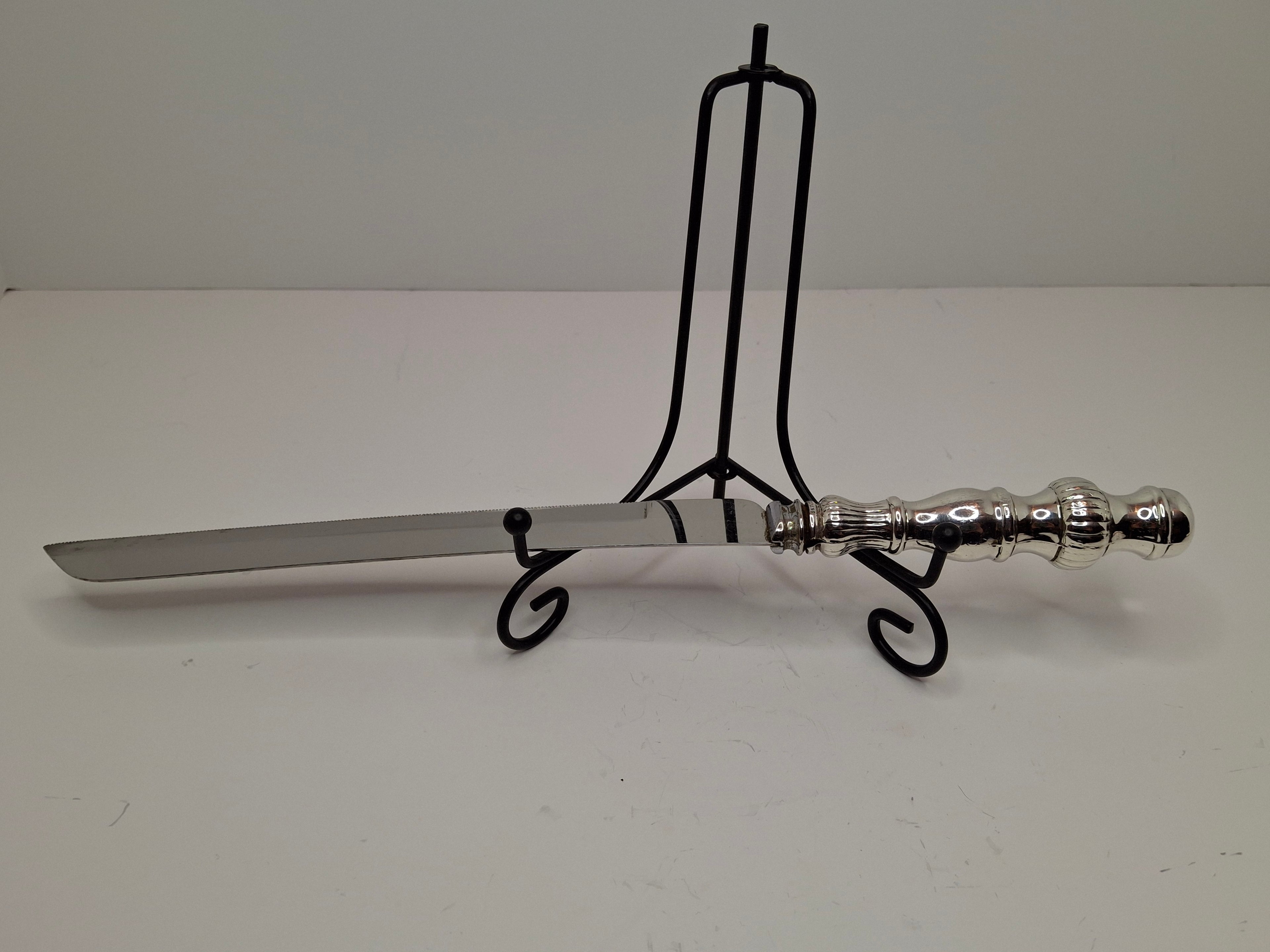 Vintage Mid-Century Sterling Silver Handle Challah Knife Sheffield England Blade 12" Shabbat Judaica