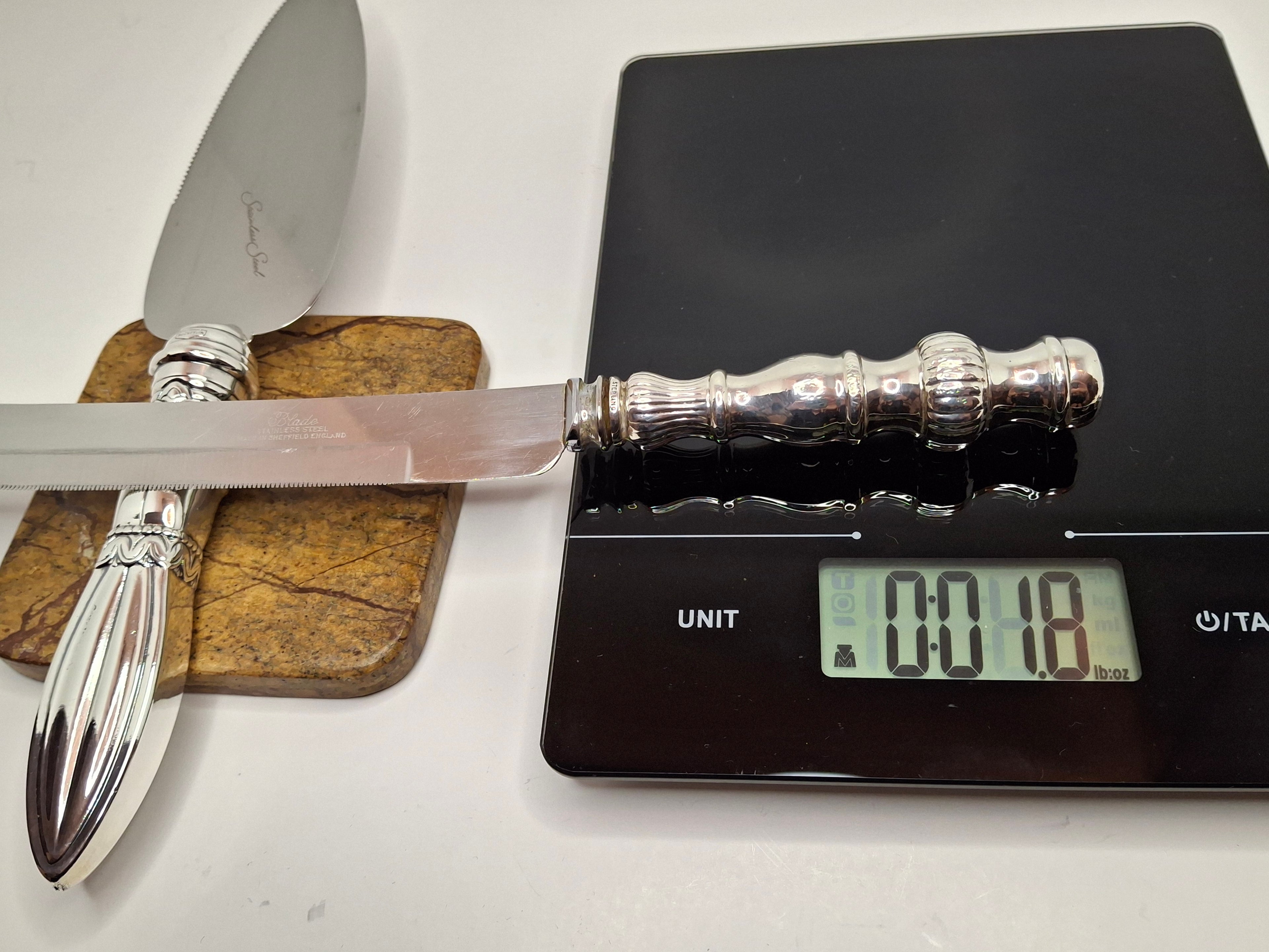 Vintage Mid-Century Sterling Silver Handle Challah Knife Sheffield England Blade 12" Shabbat Judaica