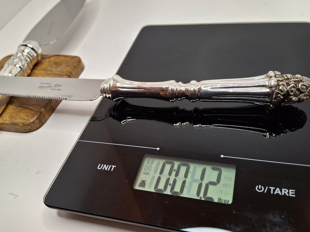 Vintage Sterling Silver Challah Knife with Sheffield Stainless Steel Blade - 13 Inches Judaica