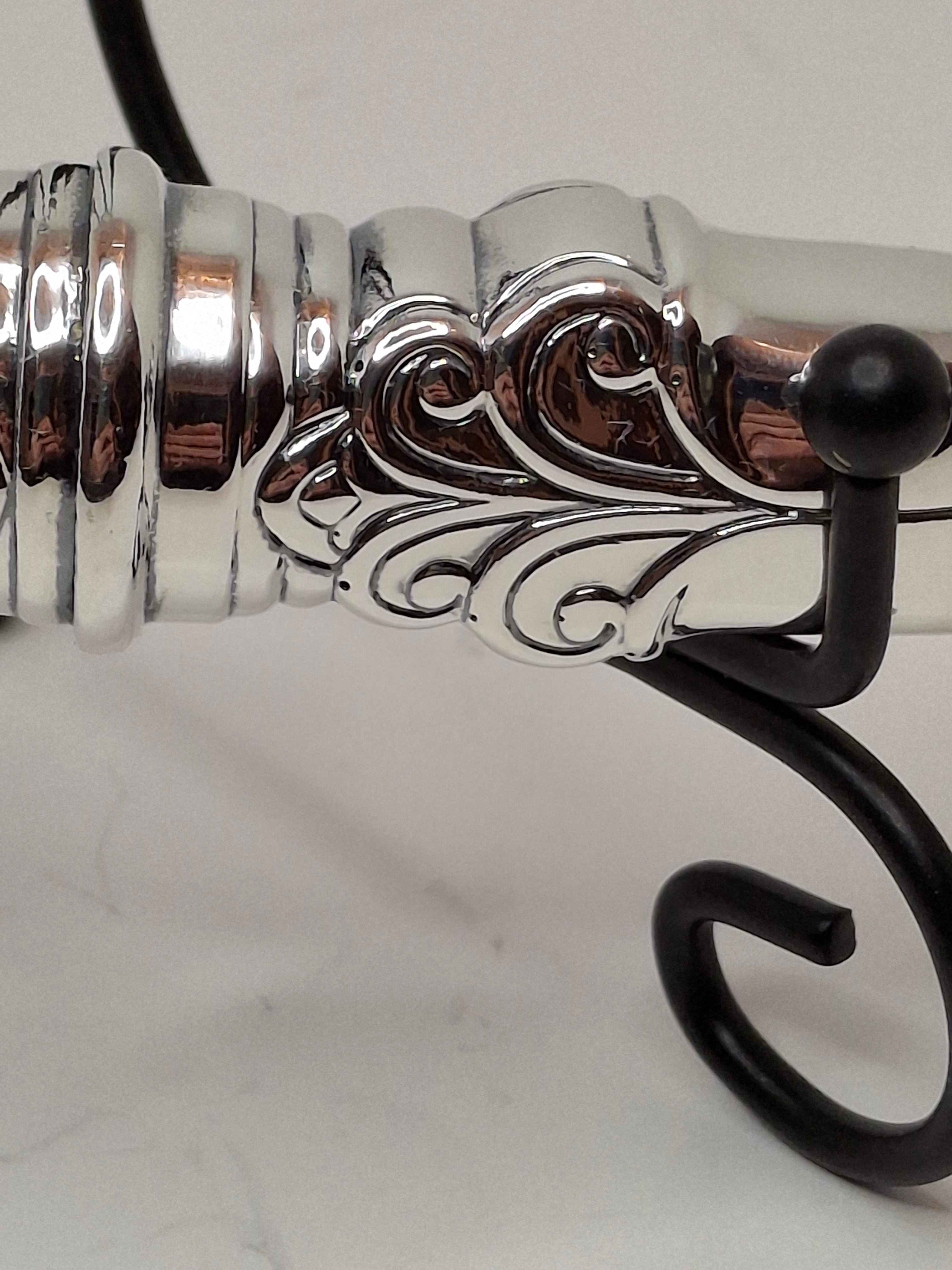 Vintage Hazorfim Sterling Silver 925 Judaica Pie Cake Server Ornate Handle Israel 10.75" Stainless Blade