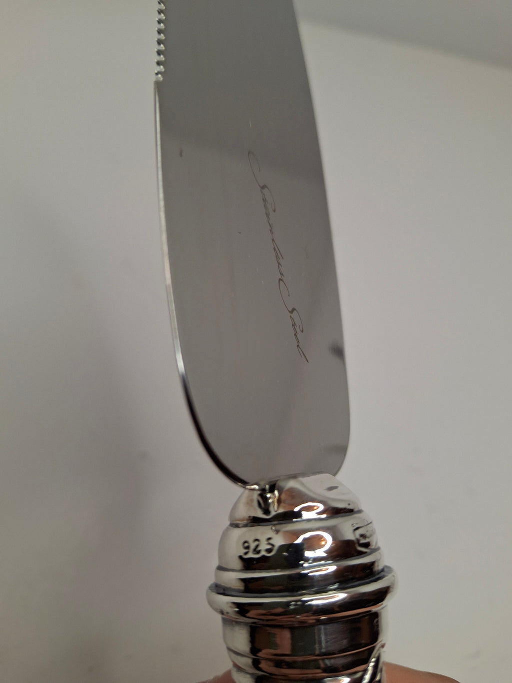 Vintage Hazorfim Sterling Silver 925 Judaica Pie Cake Server Ornate Handle Israel 10.75" Stainless Blade