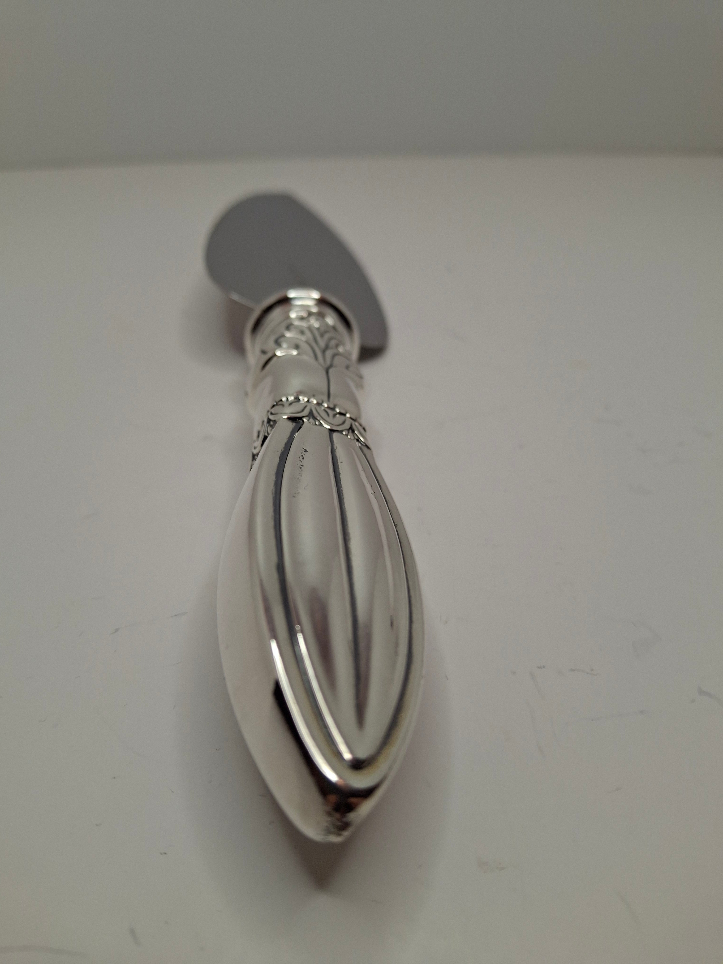 Vintage Hazorfim Sterling Silver 925 Judaica Pie Cake Server Ornate Handle Israel 10.75" Stainless Blade