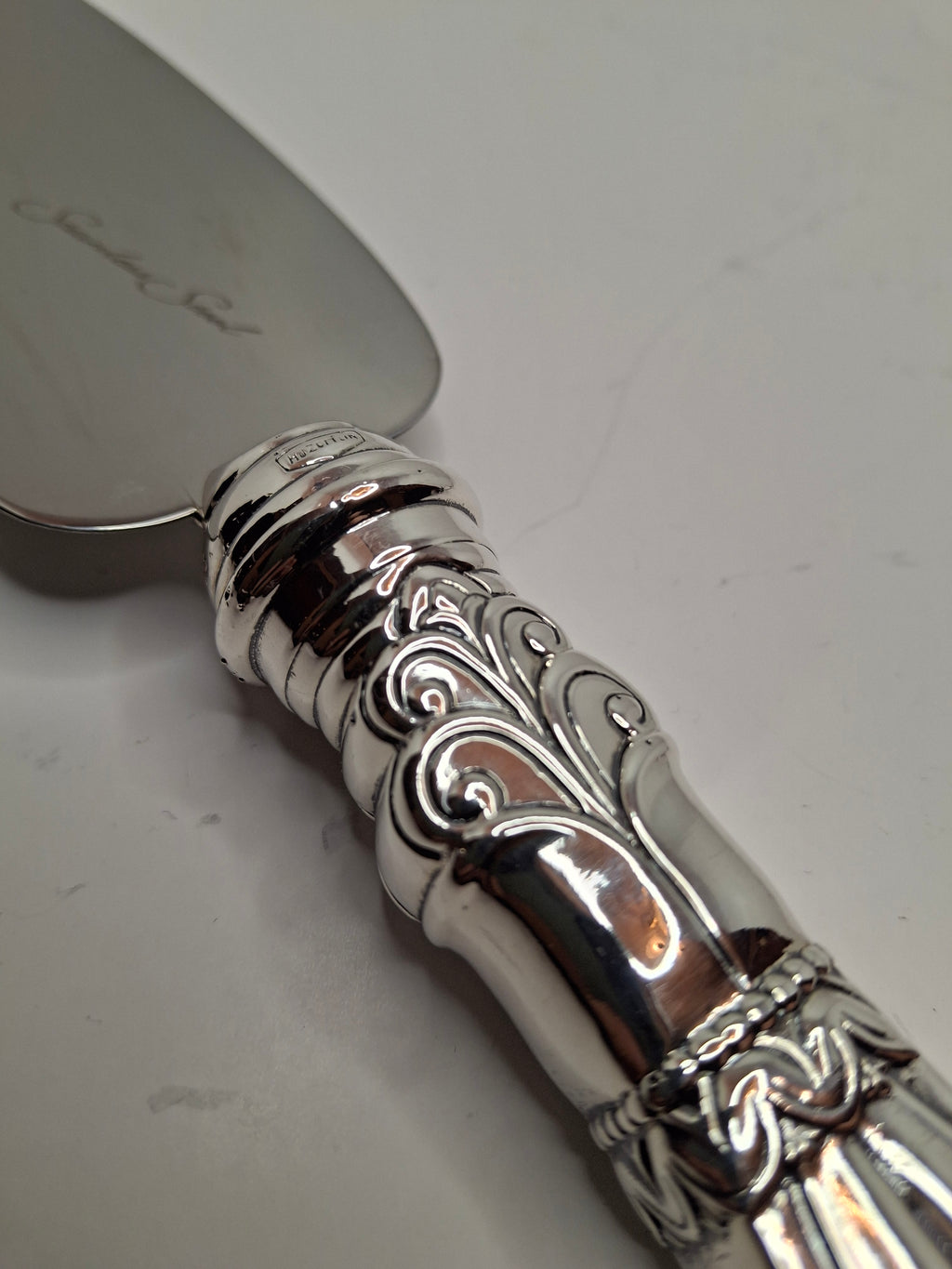 Vintage Hazorfim Sterling Silver 925 Judaica Pie Cake Server Ornate Handle Israel 10.75" Stainless Blade