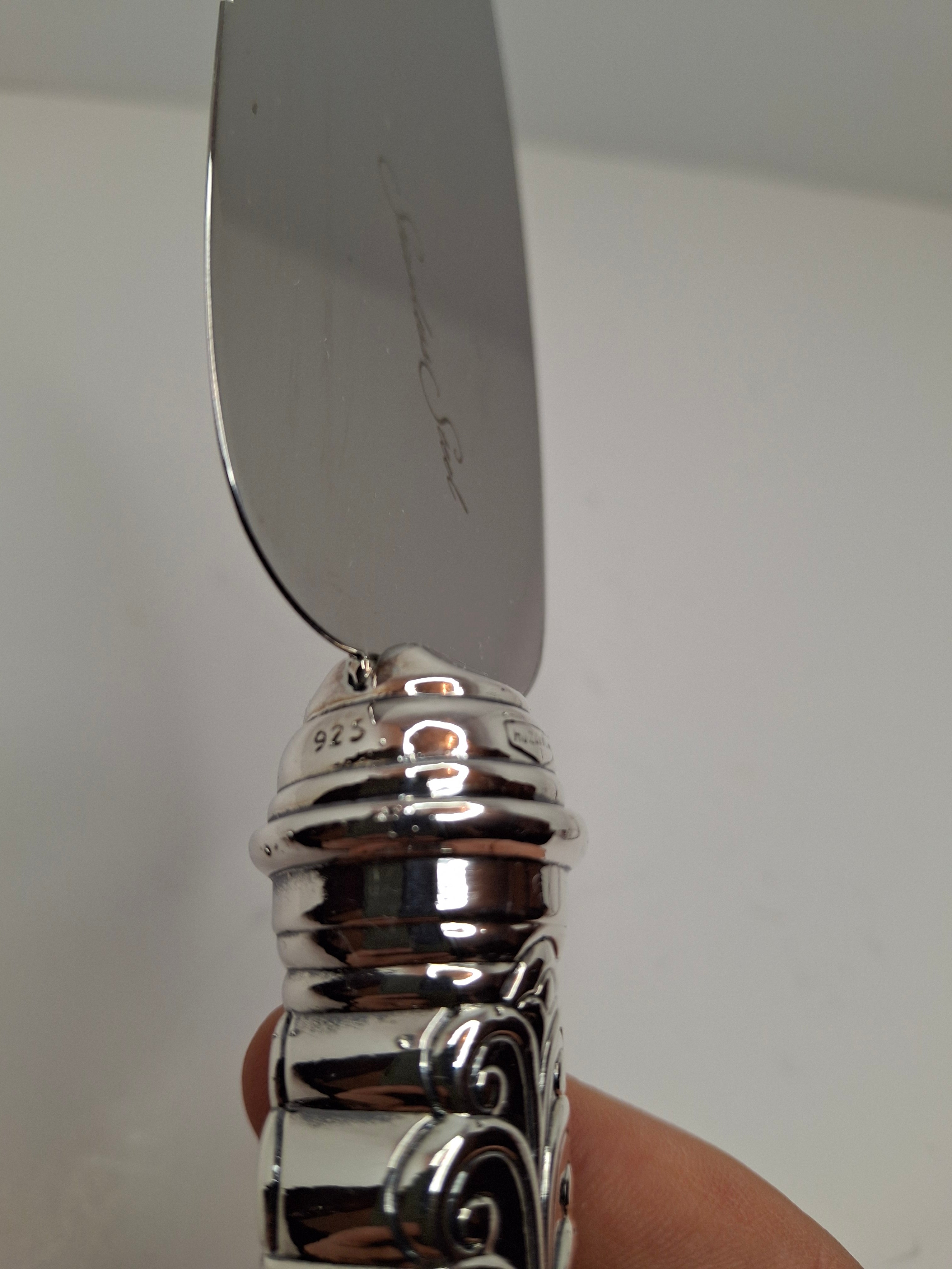 Vintage Hazorfim Sterling Silver 925 Judaica Pie Cake Server Ornate Handle Israel 10.75" Stainless Blade