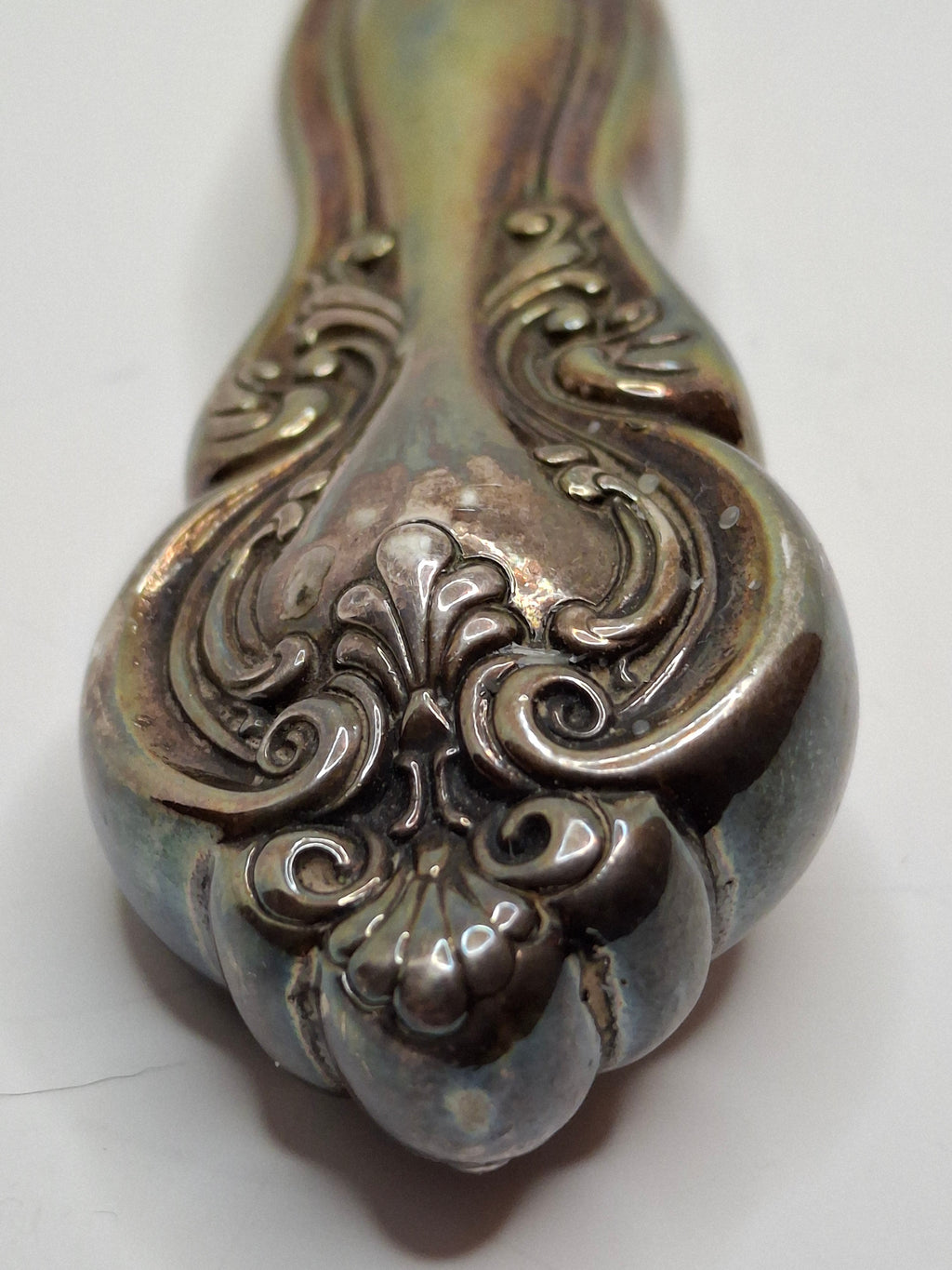 Vintage Mid-Century Sterling Silver 925 Shabbat Candle Lighter Tzinder Judaica Israel Floral Handle 12" Patina