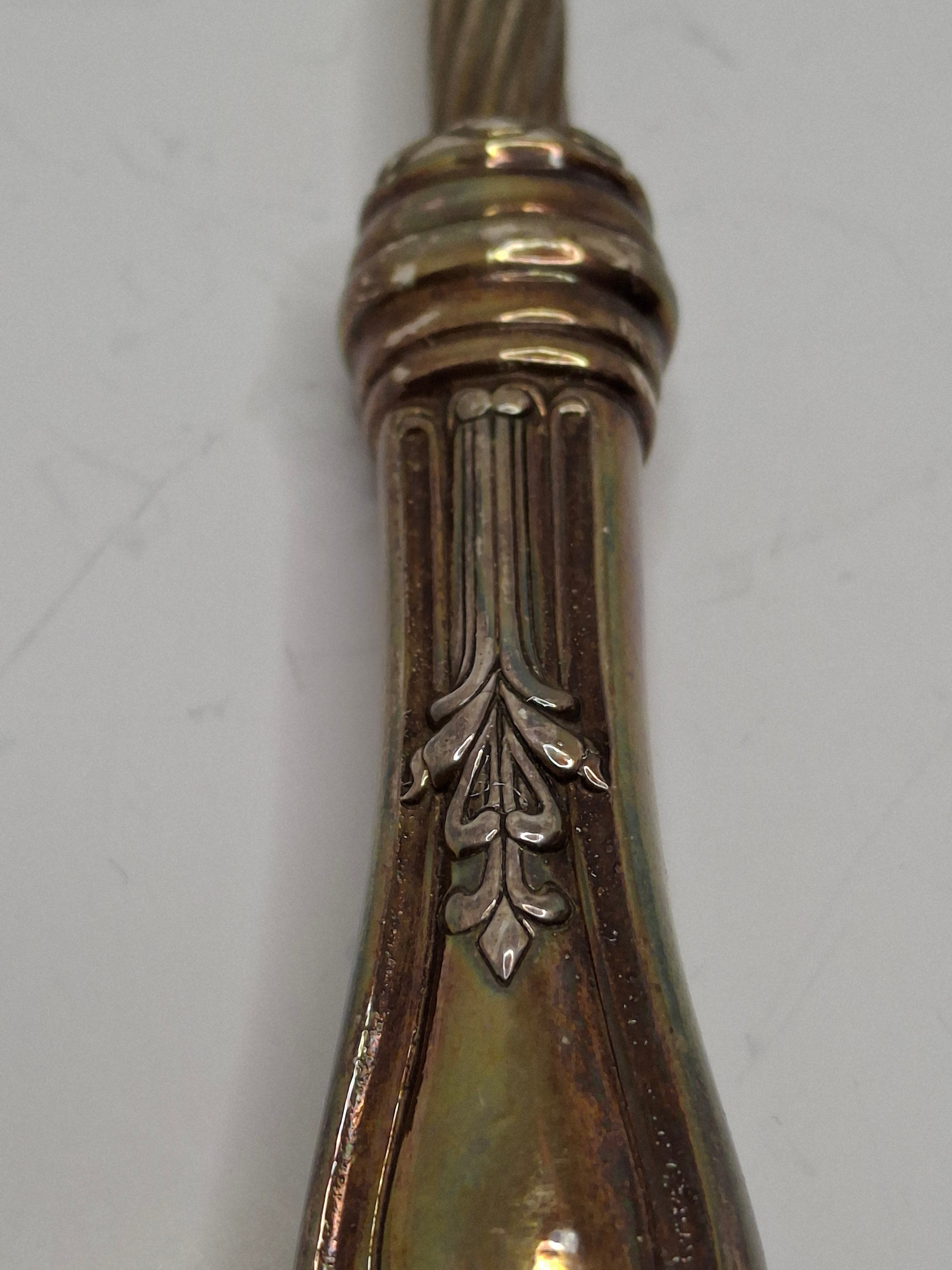 Vintage Mid-Century Sterling Silver 925 Shabbat Candle Lighter Tzinder Judaica Israel Floral Handle 12" Patina