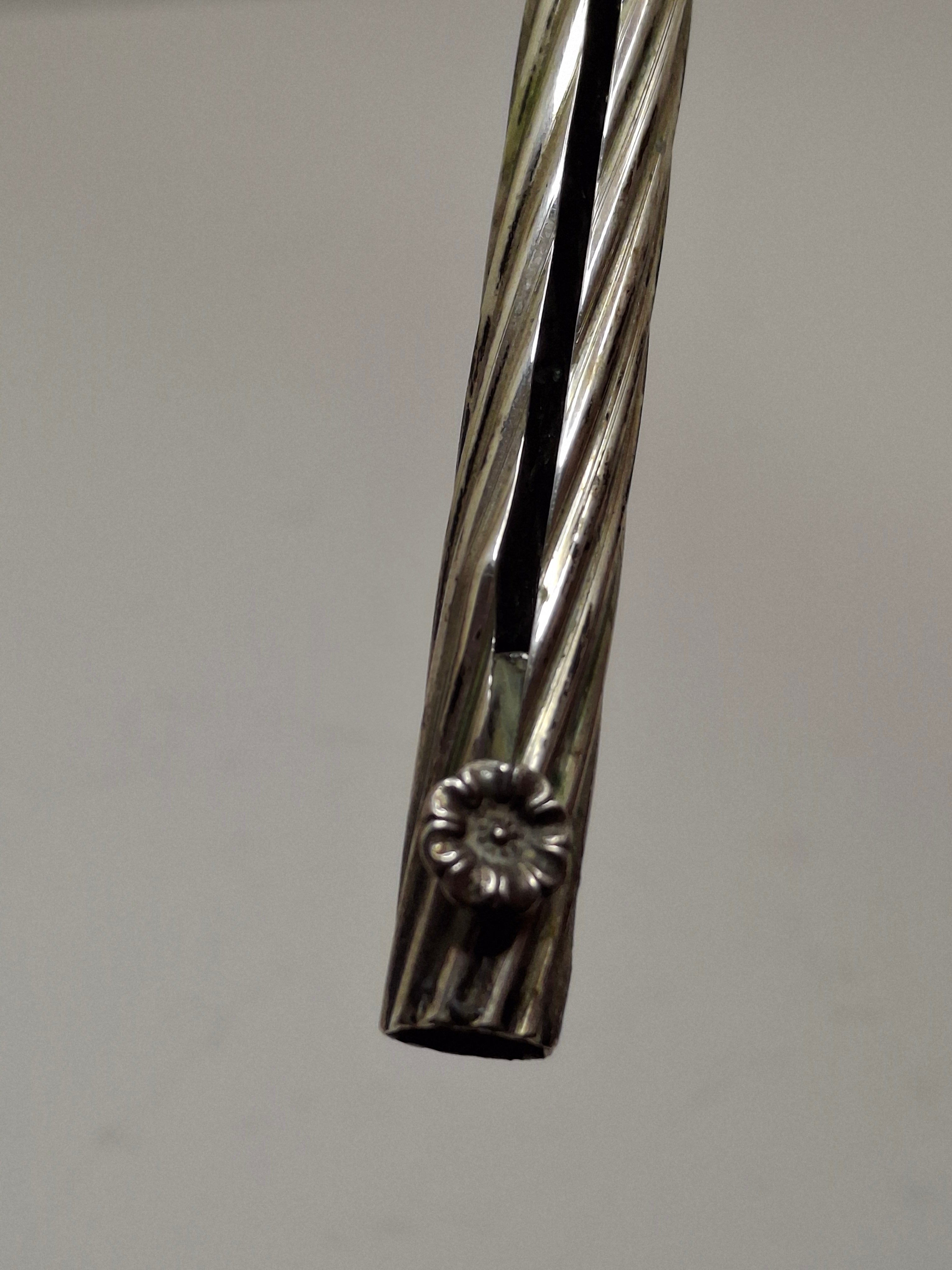 Vintage Mid-Century Sterling Silver 925 Shabbat Candle Lighter Tzinder Judaica Israel Floral Handle 12" Patina