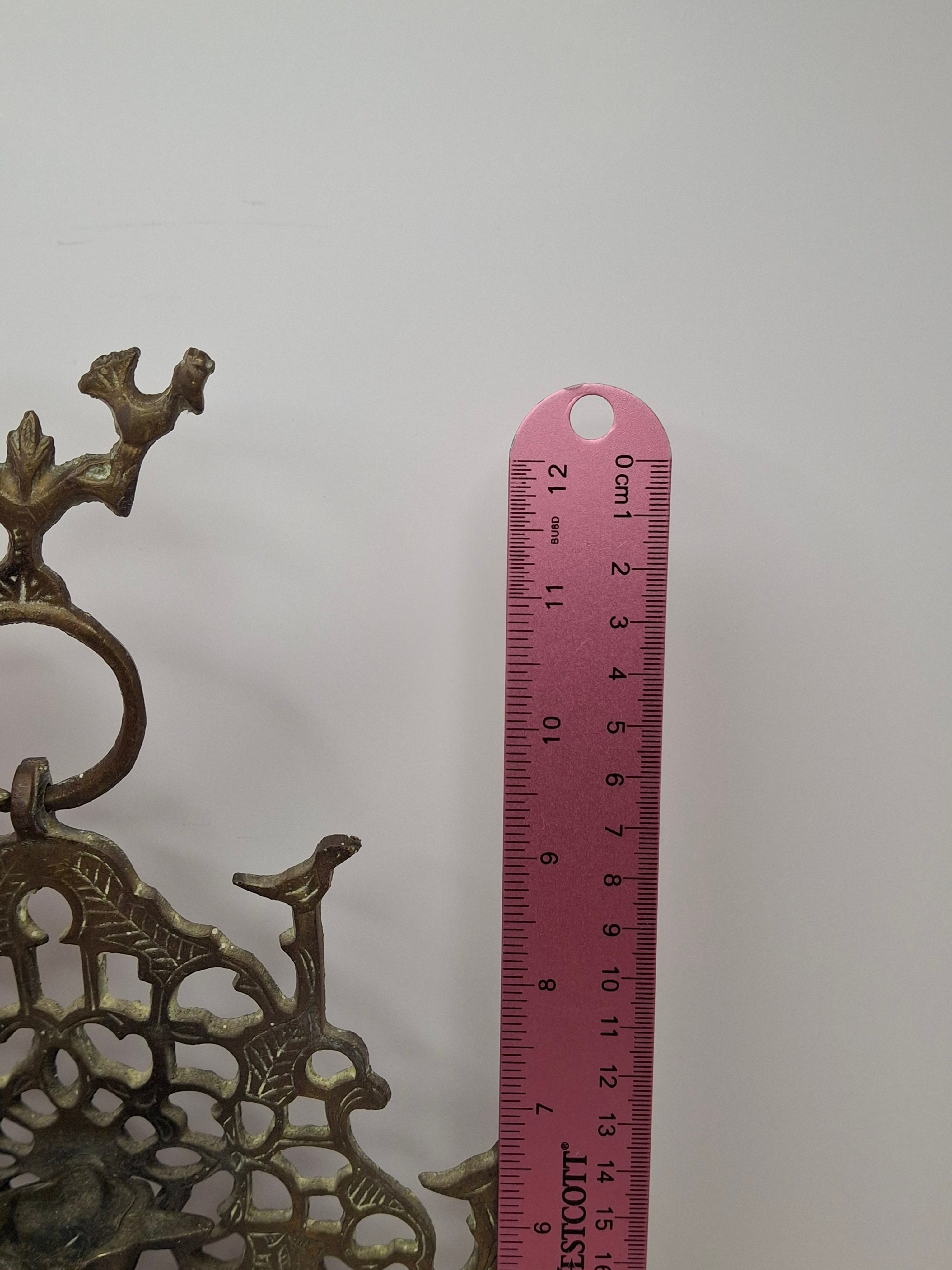 Vintage 1950s-60s Moroccan Brass Oil Chanukiah Heavy 13" 3lbs