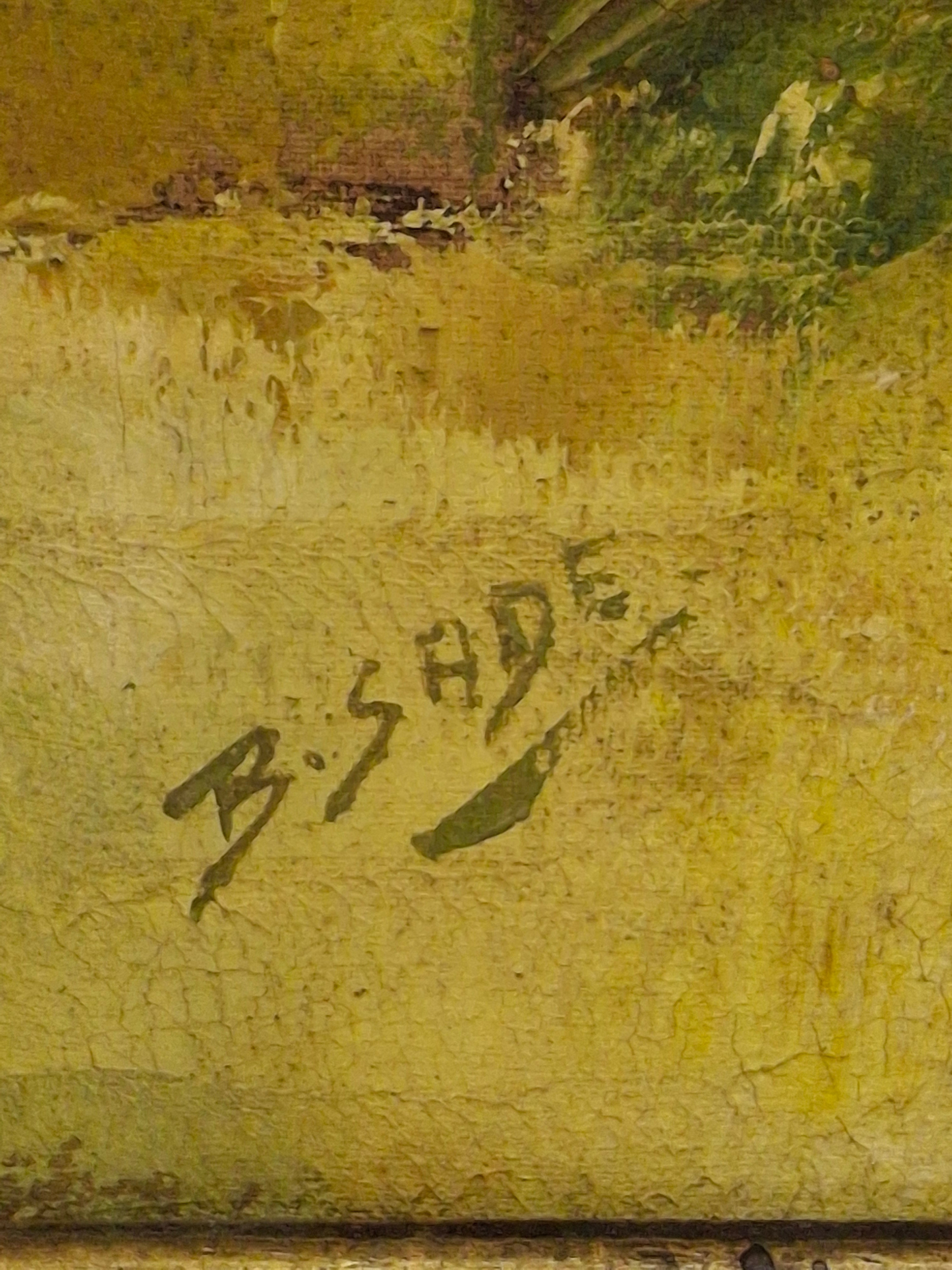 Vintage 1968 Israeli Oil Painting by B. Sade - Father and Son Walking in Old City of Jerusalem, Signed Judaica Art