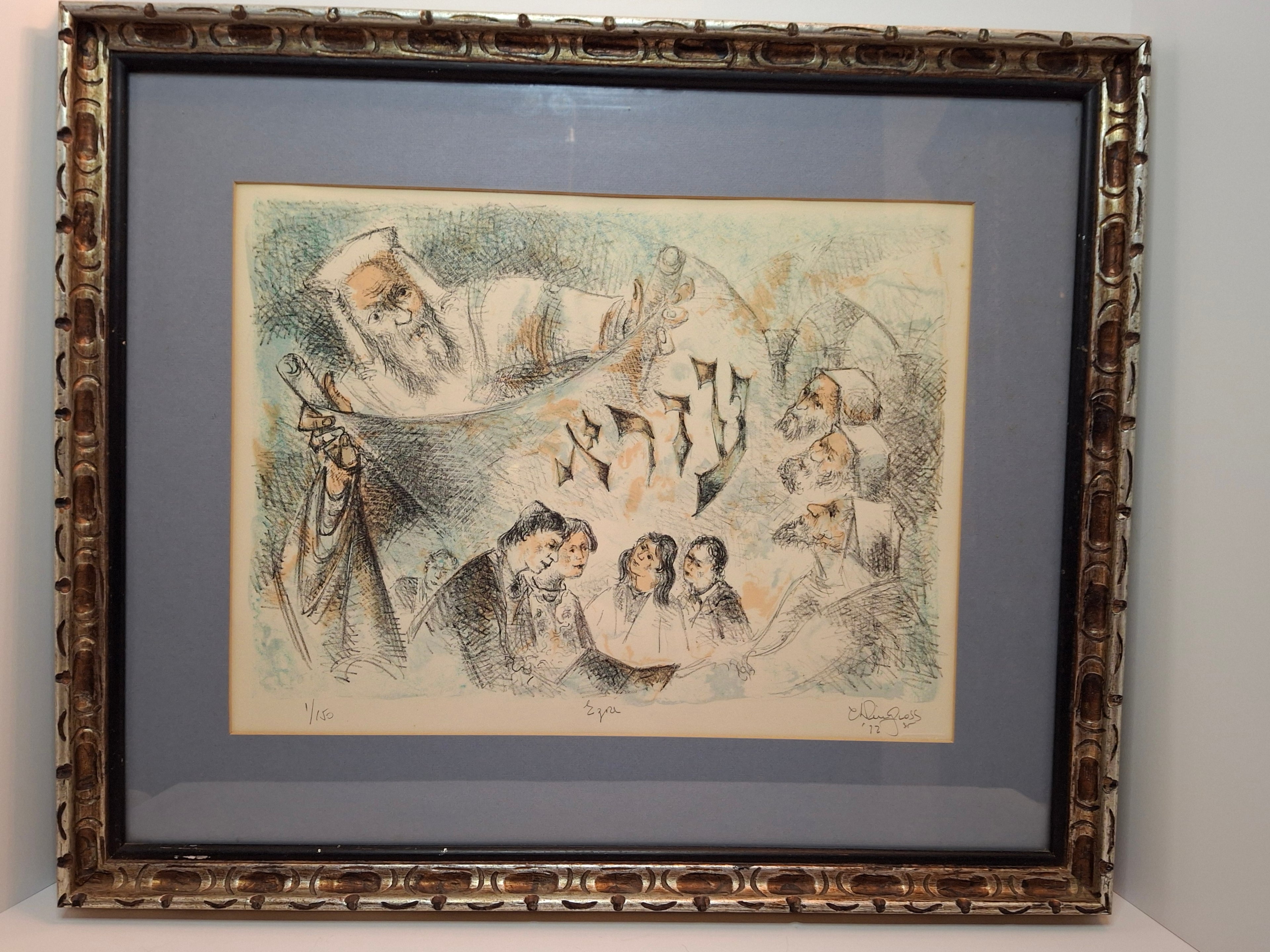 Vintage Chaim Gross Limited Edition Color Lithograph 'Prophet Ezra' Judaica Print, Signed & Dated 1972, 1/150 - Rare Biblical Art