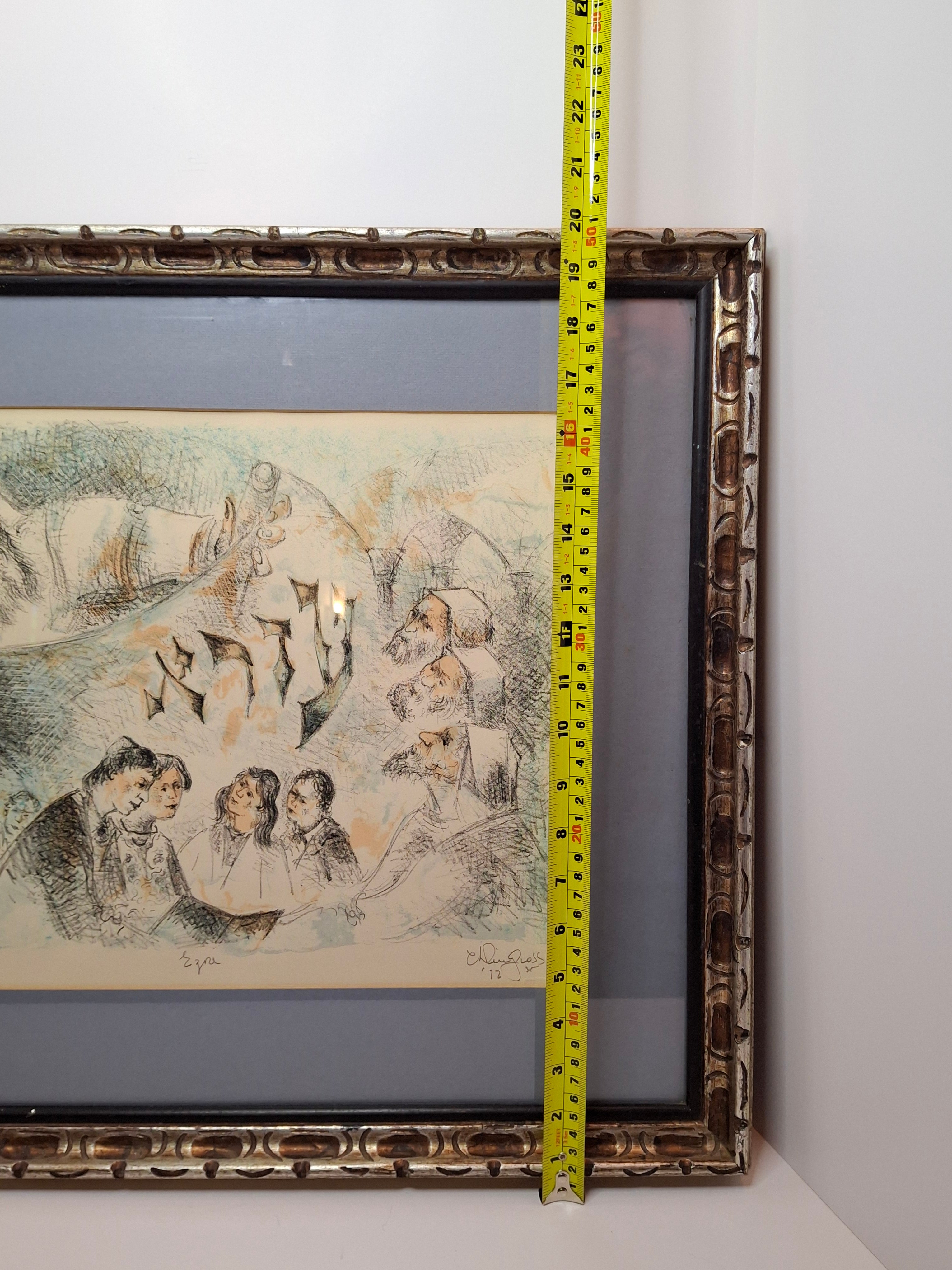 Vintage Chaim Gross Limited Edition Color Lithograph 'Prophet Ezra' Judaica Print, Signed & Dated 1972, 1/150 - Rare Biblical Art