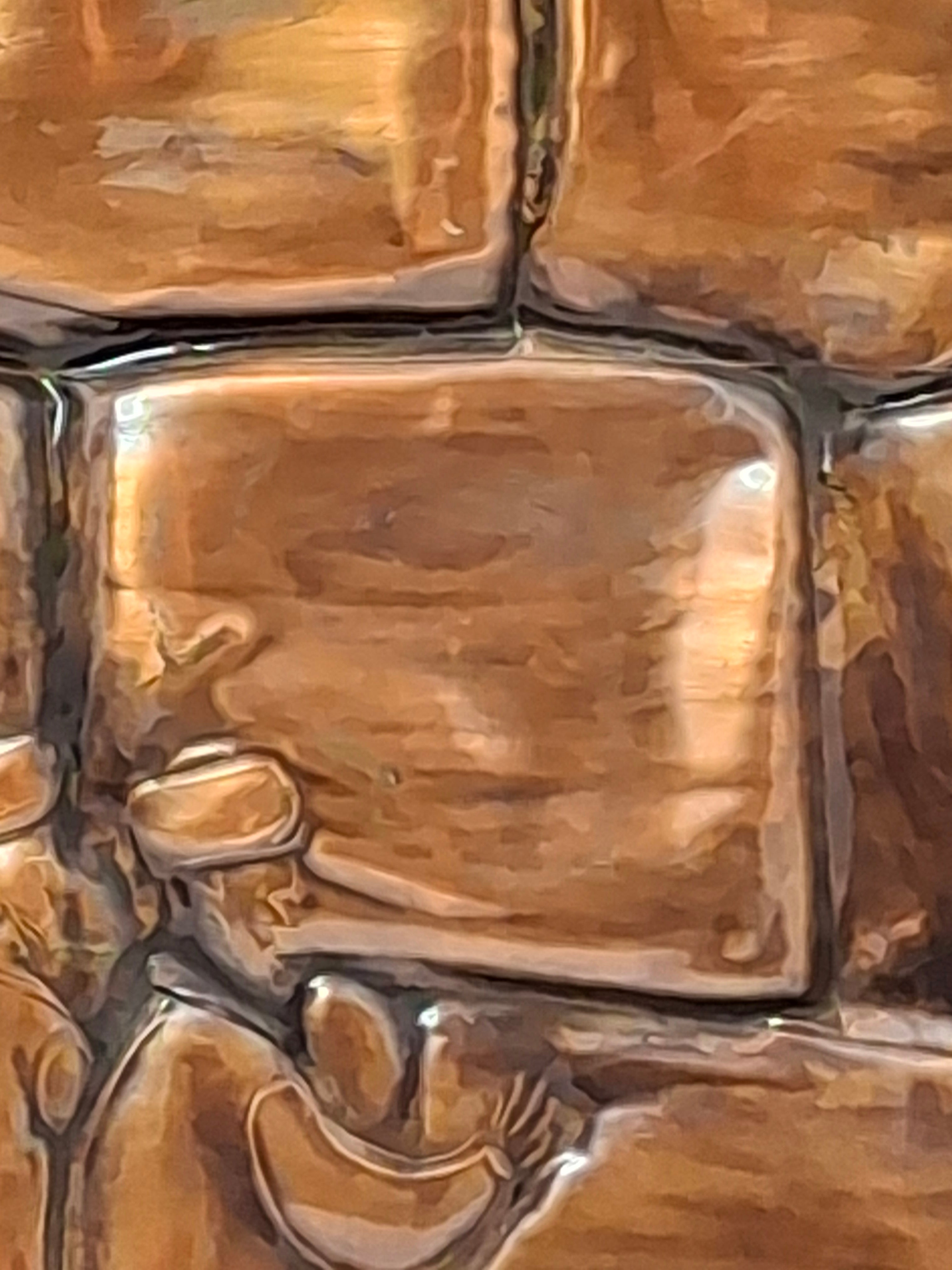 Vintage Mid-Century Hammered Copper Western Wall (Kotel HaMa'aravi) Plaque Jerusalem Judaica, Framed Wall Art, 1950s Israel