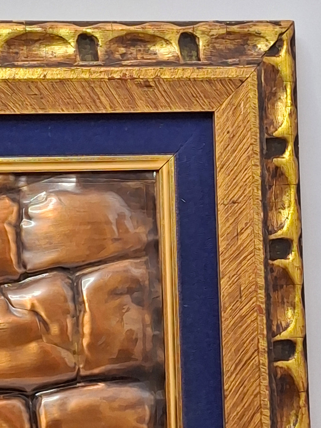 Vintage Mid-Century Hammered Copper Western Wall (Kotel HaMa'aravi) Plaque Jerusalem Judaica, Framed Wall Art, 1950s Israel