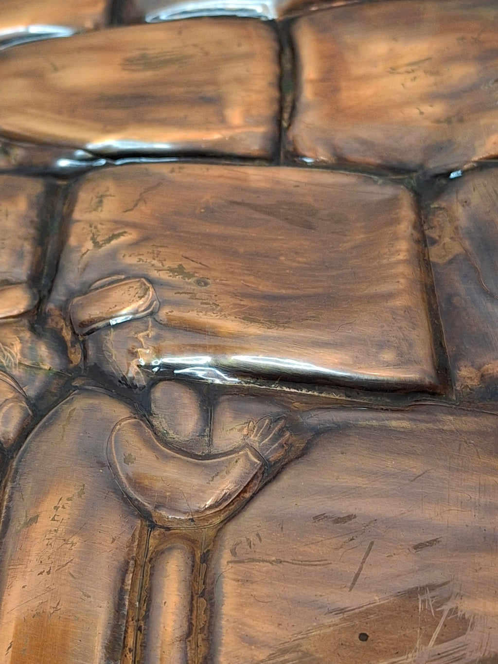 Vintage Mid-Century Hammered Copper Western Wall (Kotel HaMa'aravi) Plaque Jerusalem Judaica, Framed Wall Art, 1950s Israel