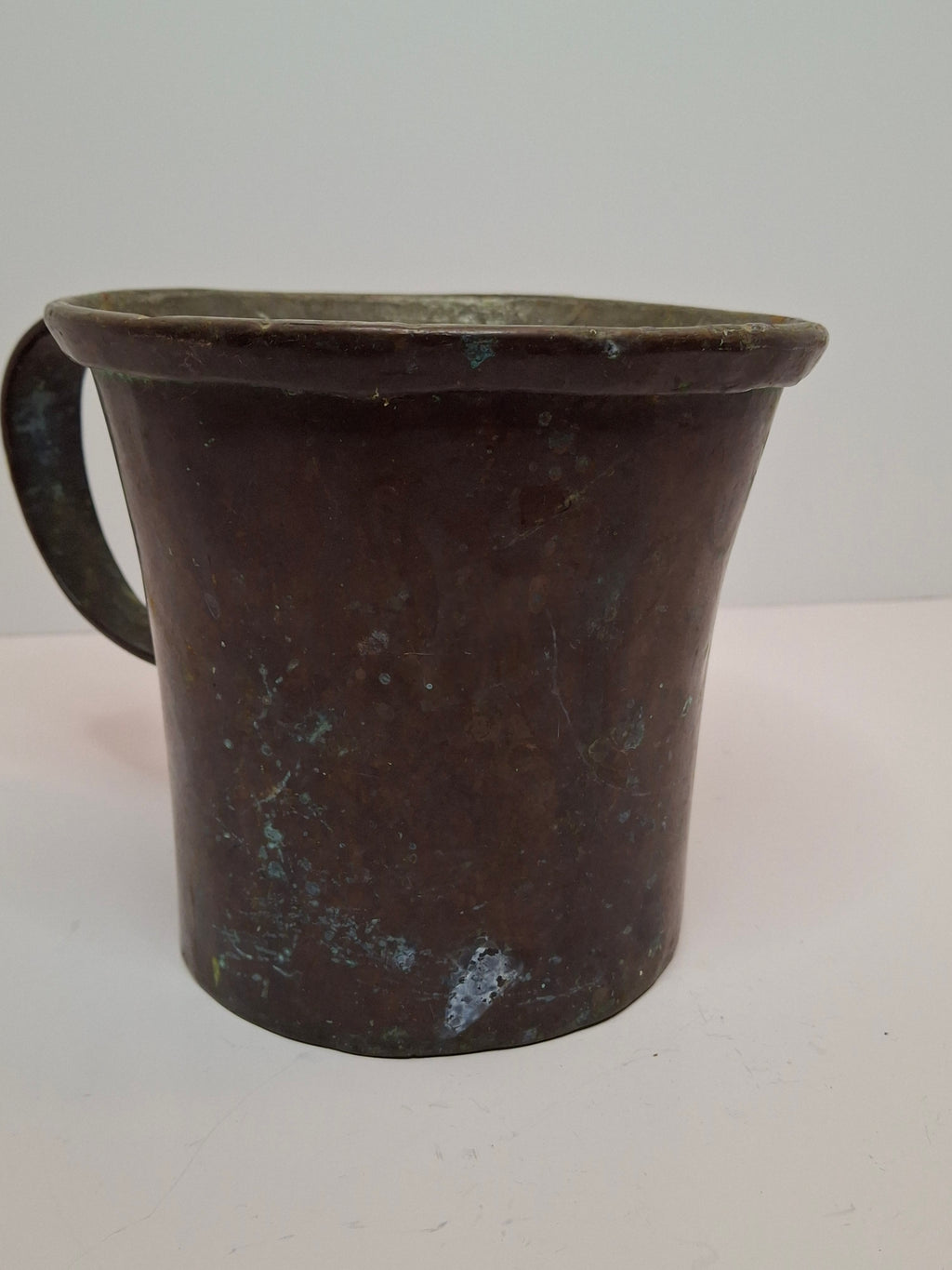 Antique Copper Netilat Yadayim Hand Washing Cup - Judaica Hand Wash Laver with Brass Handles, Dark Patina, 2.2 lbs, Circa 1880-1930