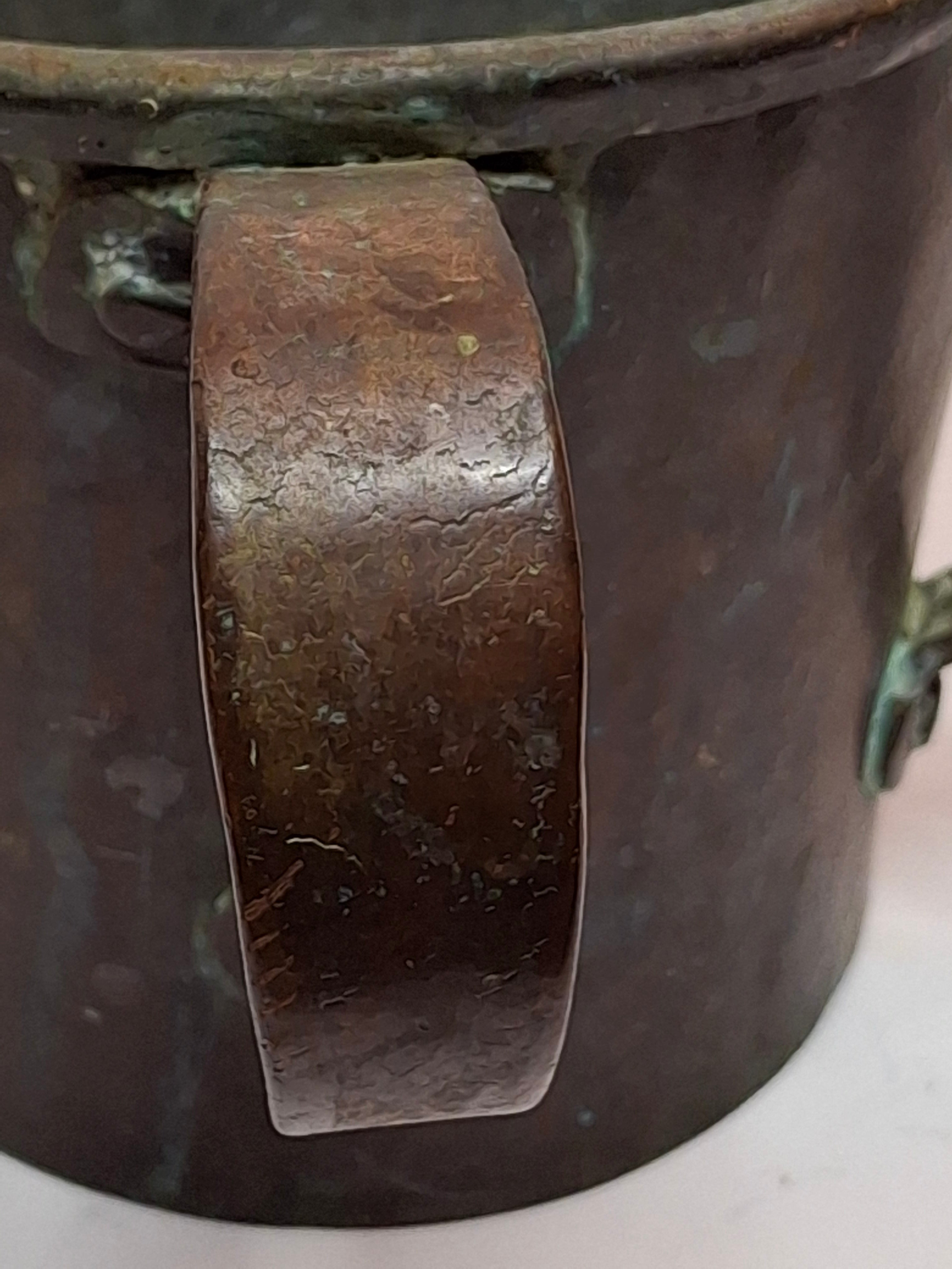 Antique Copper Netilat Yadayim Hand Washing Cup - Judaica Hand Wash Laver with Brass Handles, Dark Patina, 2.2 lbs, Circa 1880-1930