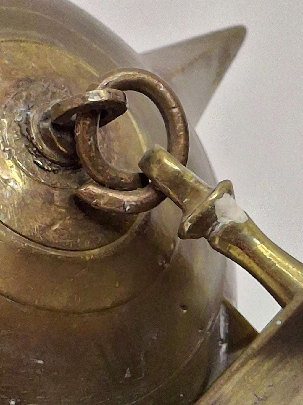 Antique 19th Century Miniature Brass Judaica Judenstern Sabbath Hanging Oil Lamp with Drip Pan