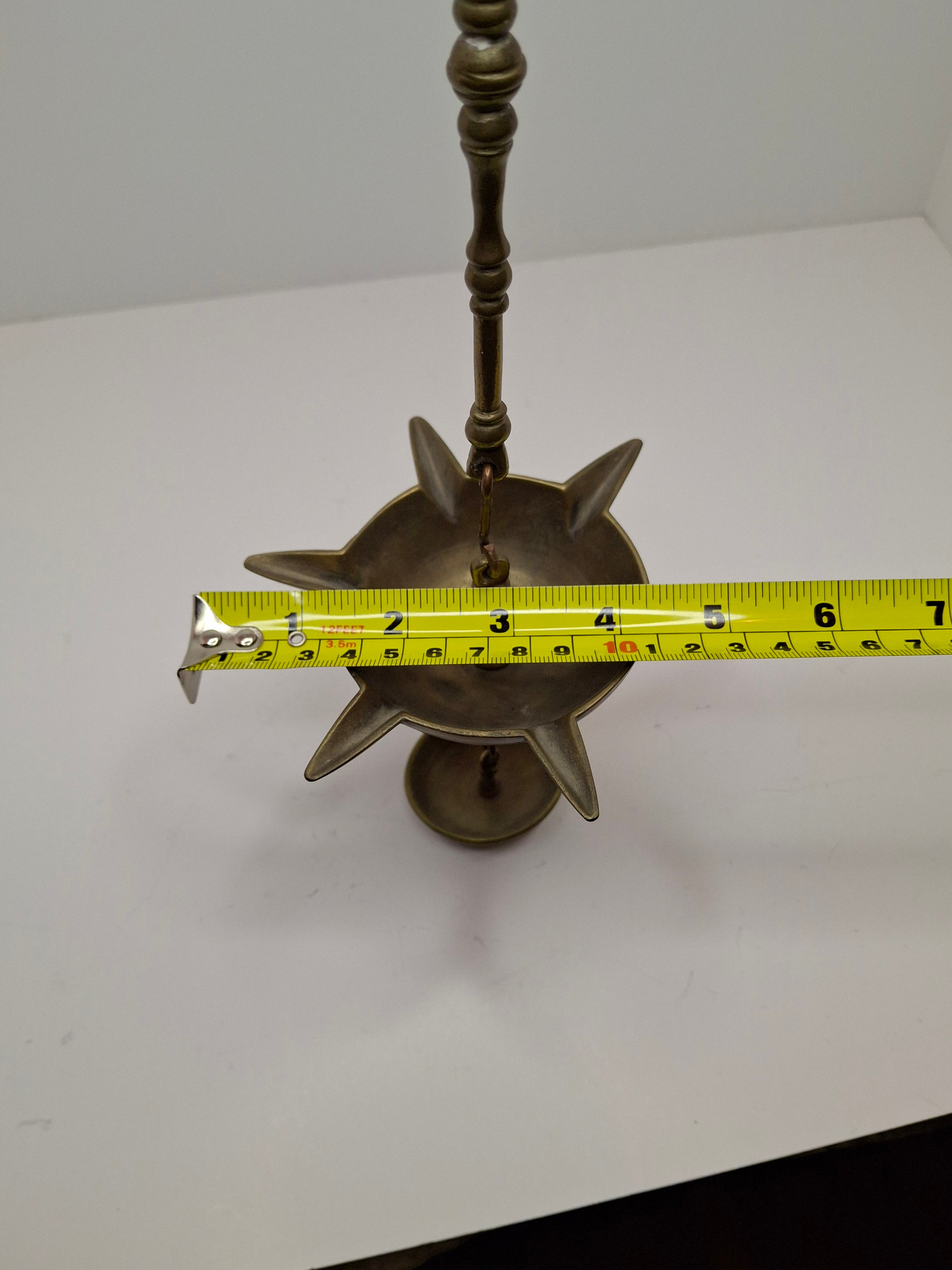 Antique 19th C Italian Brass Miniature Judenstern Hanging Oil Lamp