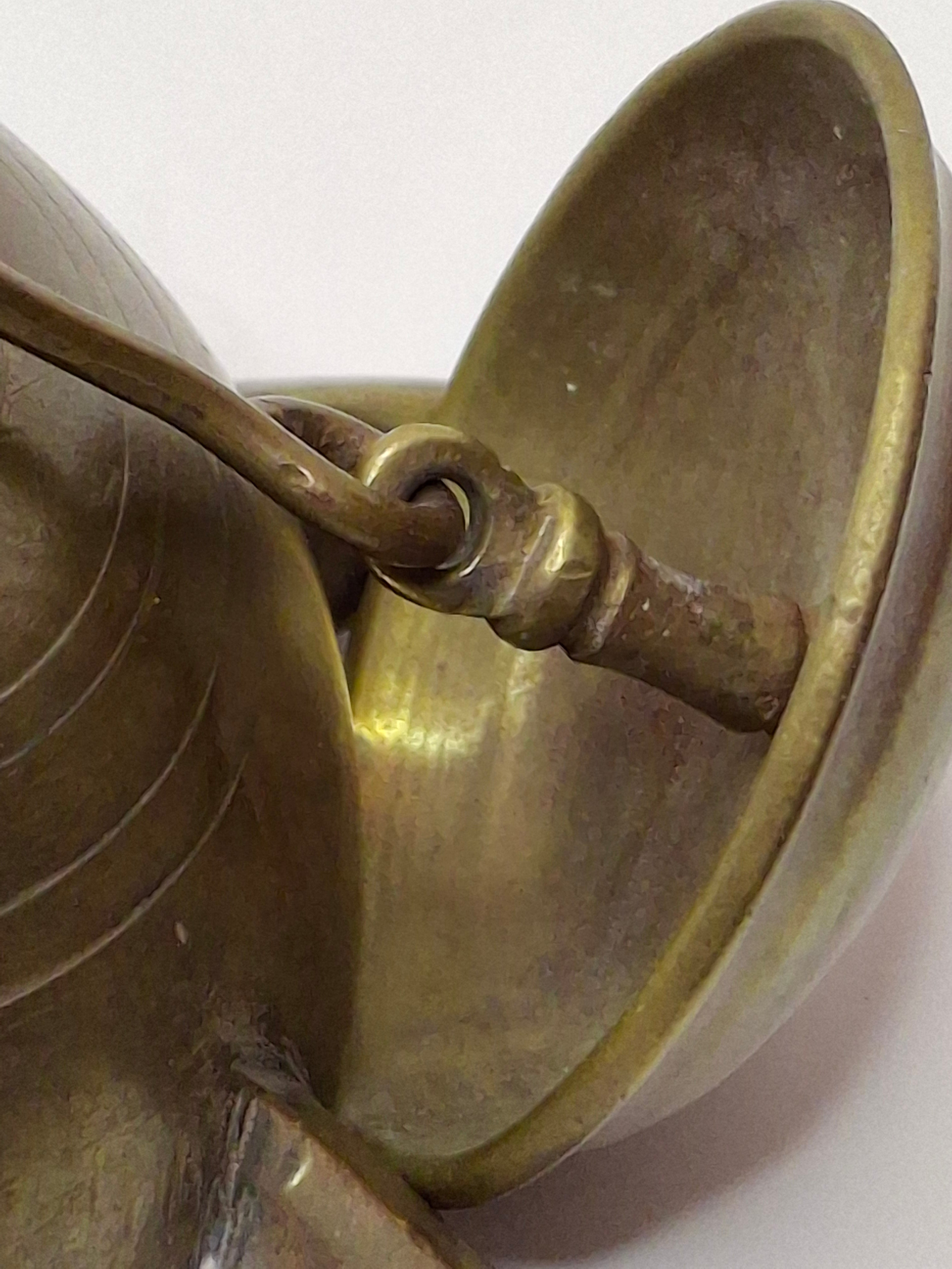 Antique Late 18th or Early 19th C Italian Brass Miniature Judenstern Hanging Oil Lamp