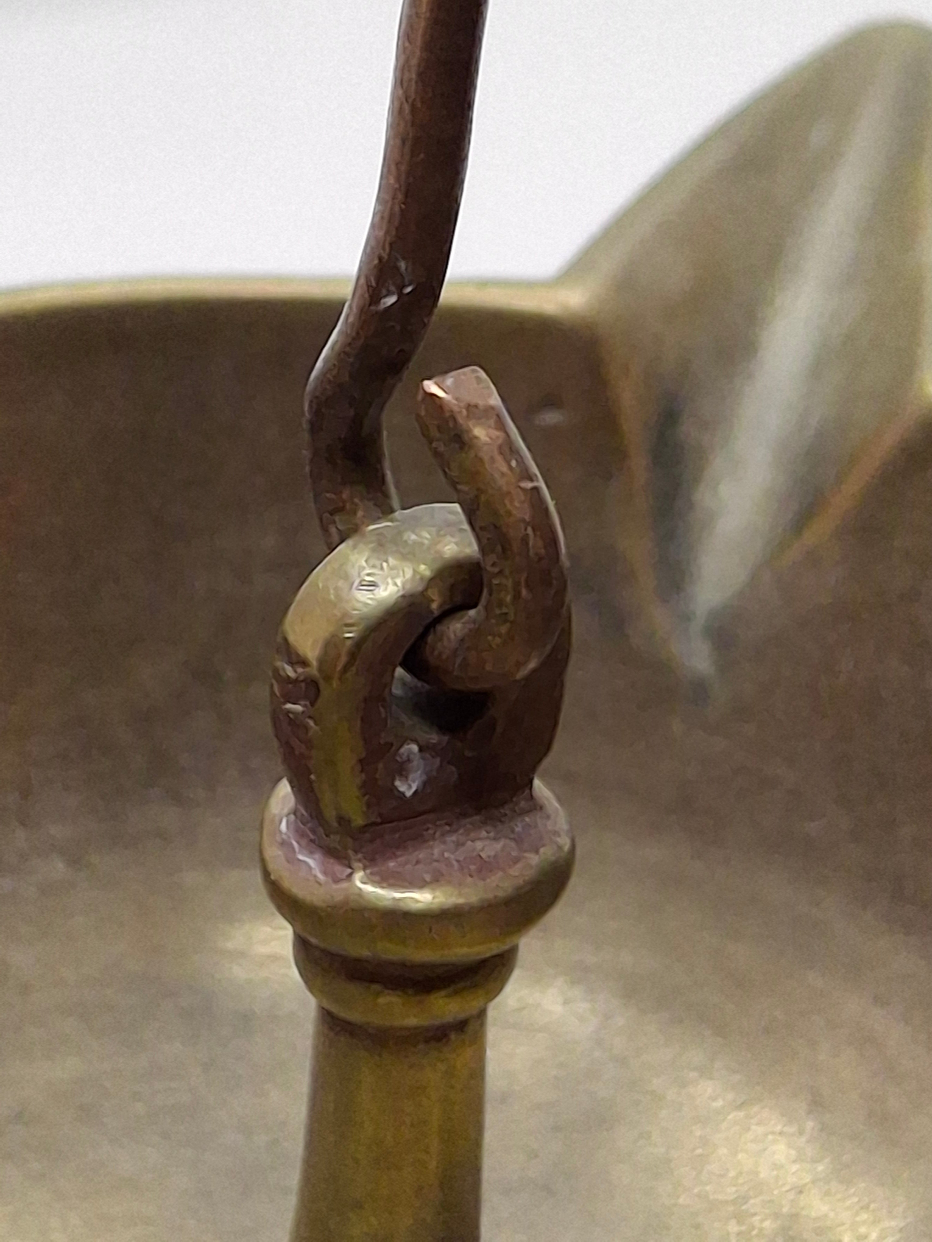 Antique Late 18th or Early 19th C Italian Brass Miniature Judenstern Hanging Oil Lamp
