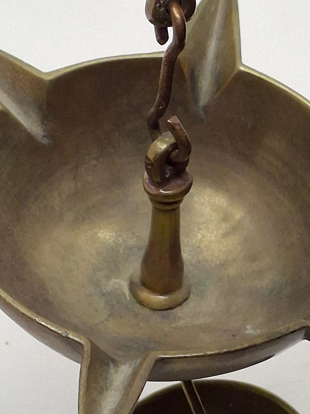 Antique Late 18th or Early 19th C Italian Brass Miniature Judenstern Hanging Oil Lamp