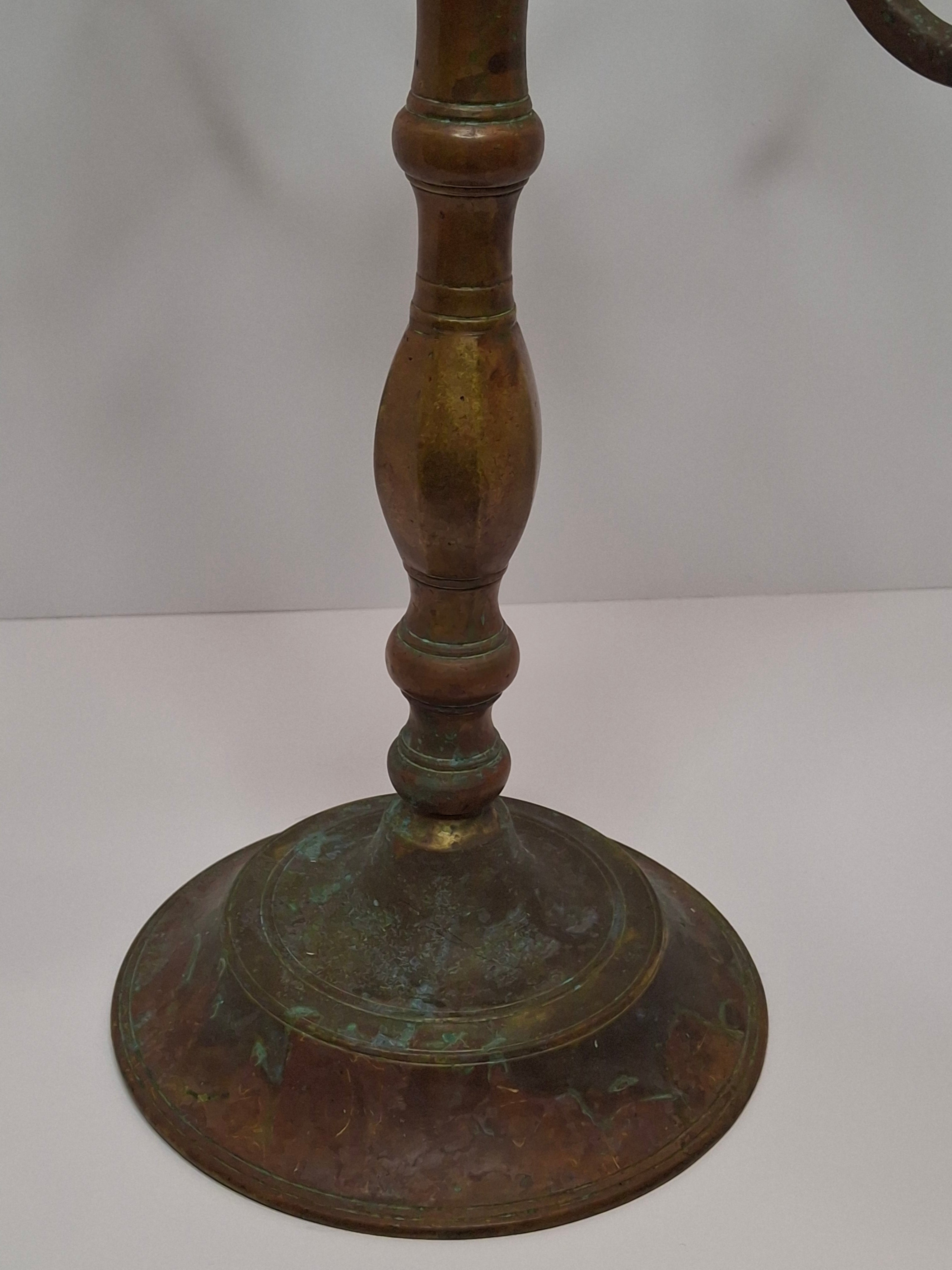 Rare Antique 19th C. Polish Bronze Sabbath Candelabrum w/ Star of David & Detachable Arms – 19" Heavy Judaica Menorah