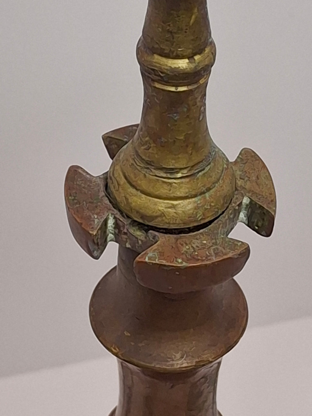 Rare Antique 19th C. Polish Bronze Sabbath Candelabrum w/ Star of David & Detachable Arms – 19" Heavy Judaica Menorah