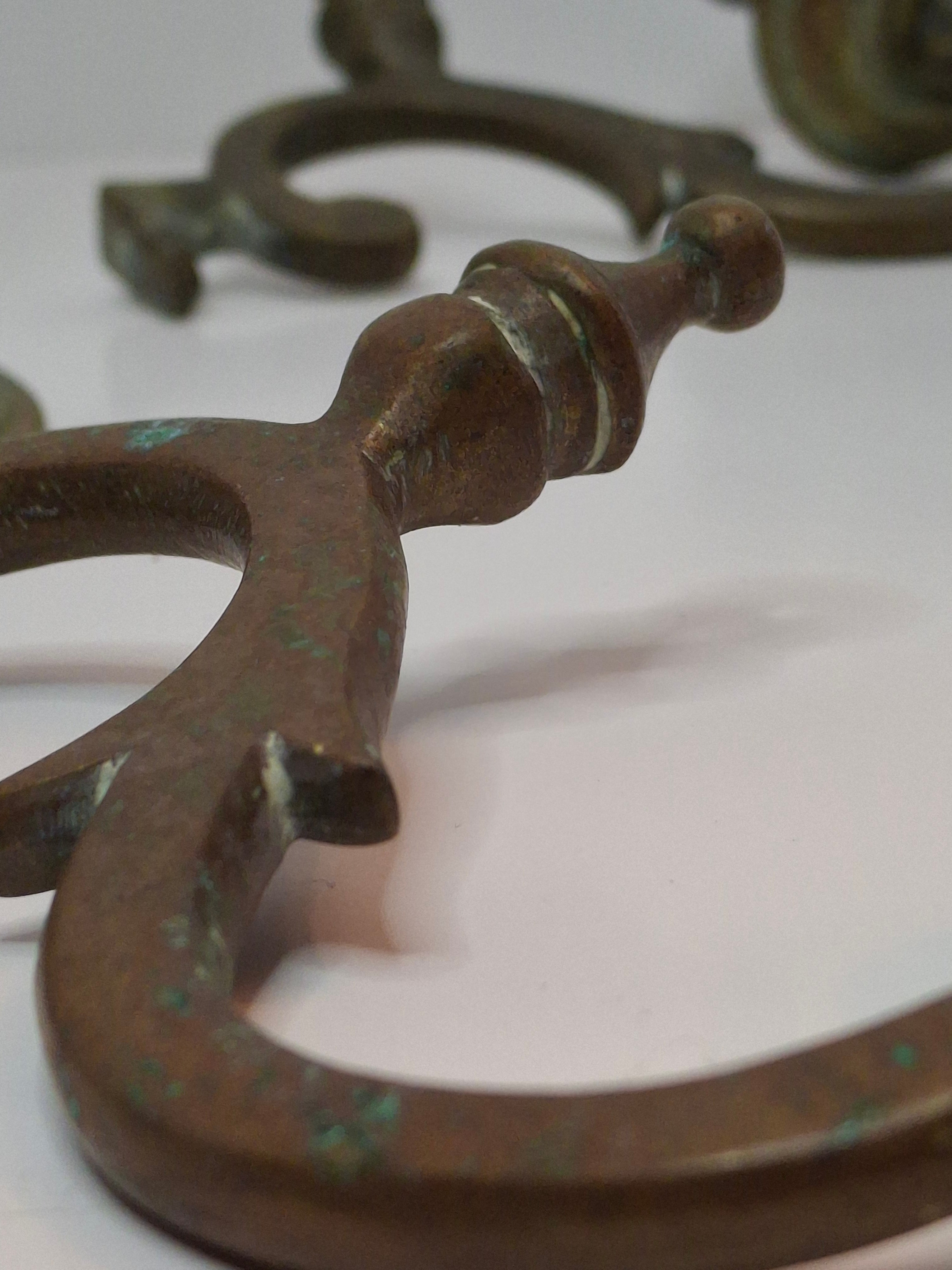 Rare Antique 19th C. Polish Bronze Sabbath Candelabrum w/ Star of David & Detachable Arms – 19" Heavy Judaica Menorah