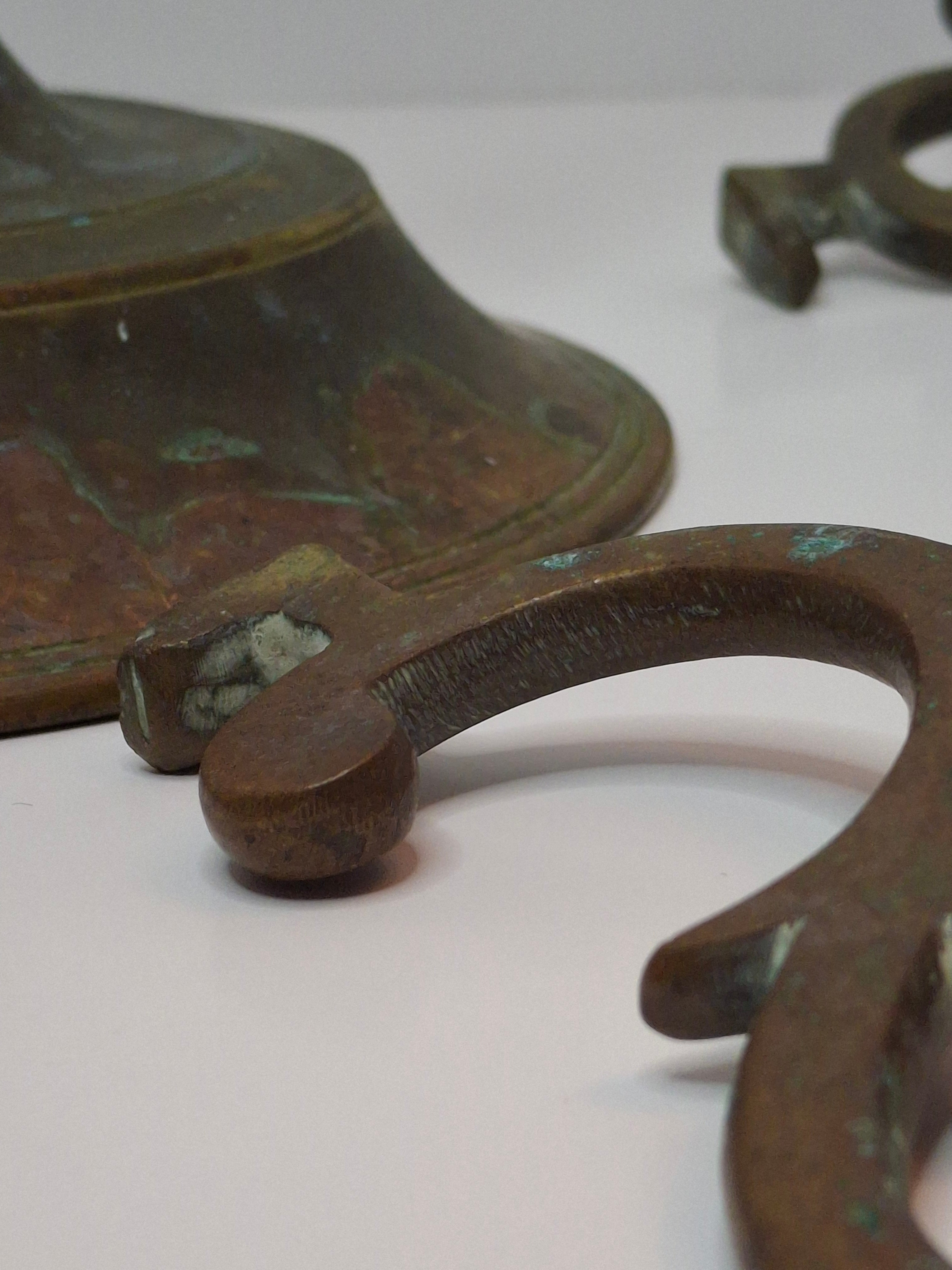 Rare Antique 19th C. Polish Bronze Sabbath Candelabrum w/ Star of David & Detachable Arms – 19" Heavy Judaica Menorah