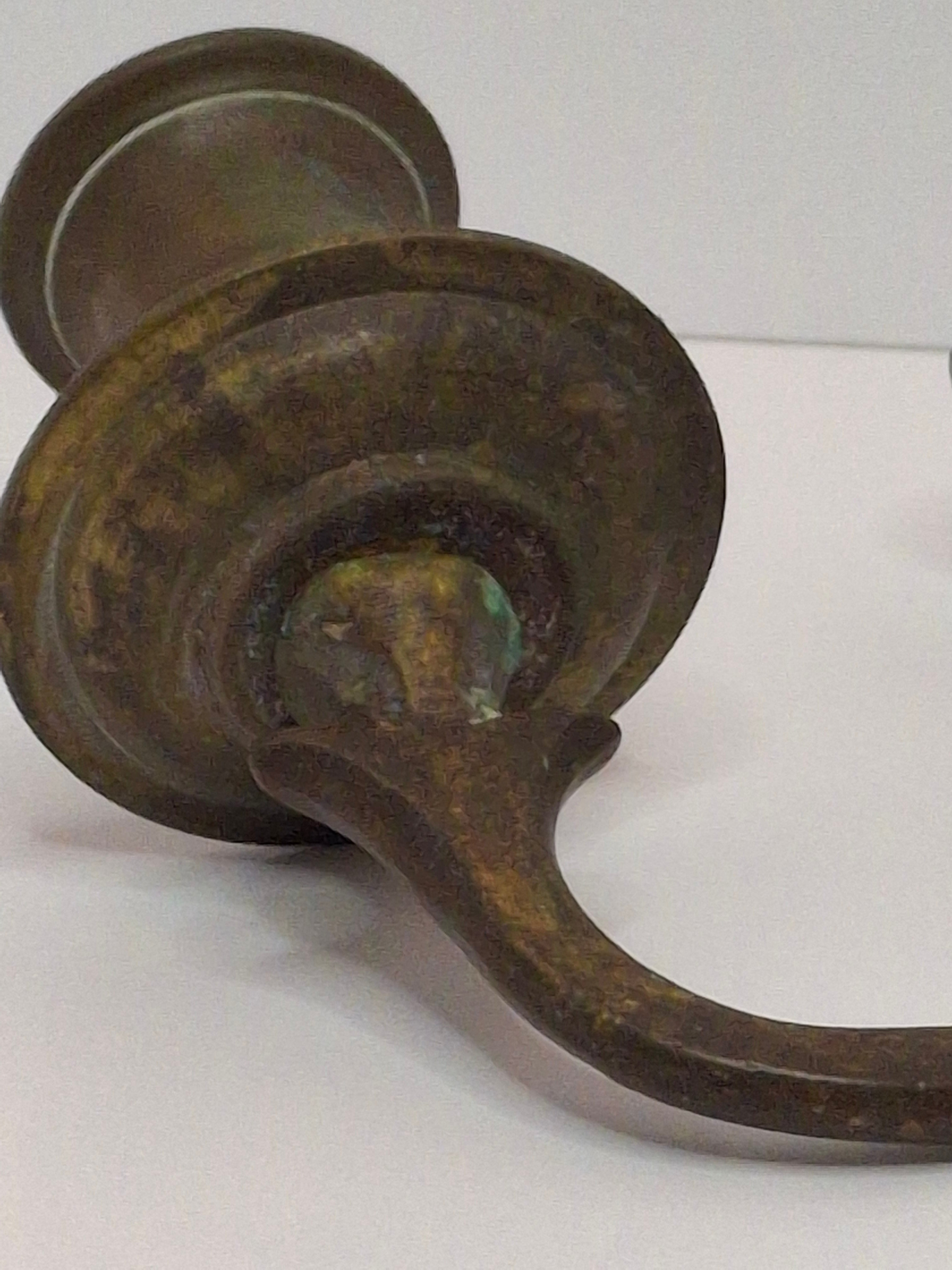 Rare Antique 19th C. Polish Bronze Sabbath Candelabrum w/ Star of David & Detachable Arms – 19" Heavy Judaica Menorah